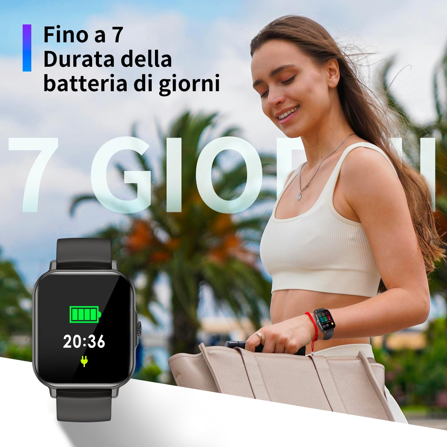 Smartwatch con Effettua/Risposta Chiamate, 1.85" Orologio Smartwatch Uomo Donna 100+ Sportive Smart Watch con Contapassi/Sonno/Cardiofrequenzimetro, Impermeabil IP68 Fitness Tracker iOS Android