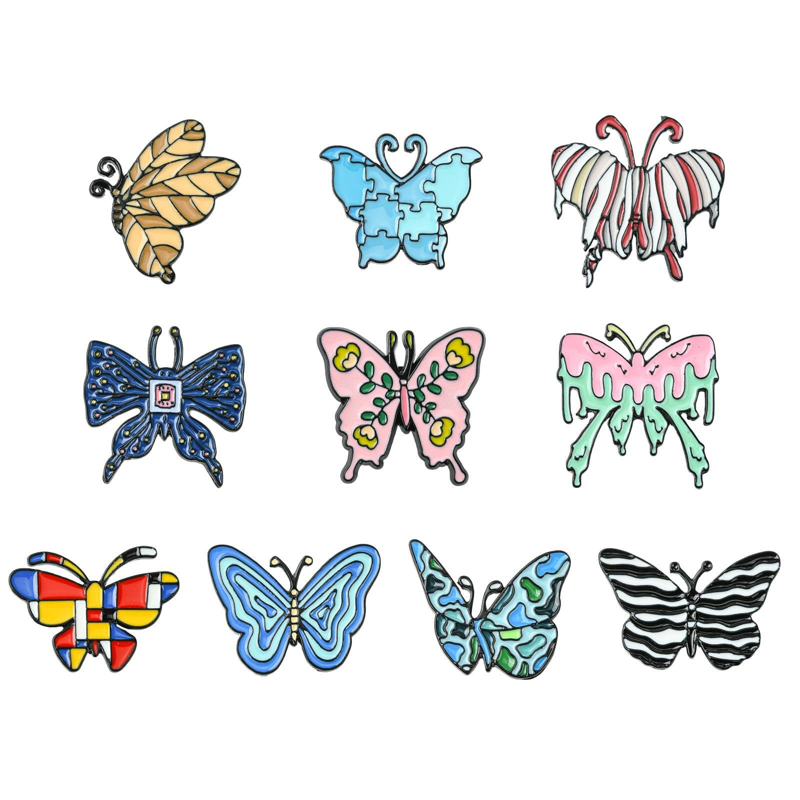 Broche Papillon Métal Doré émaillé - Vintage - État Neuf