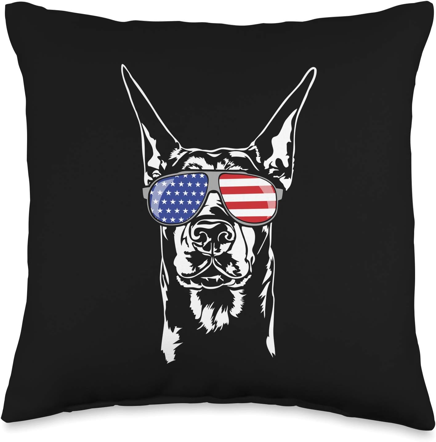 Funny Proud Doberman Pinscher Patriotic dog breed gift Throw Pillow