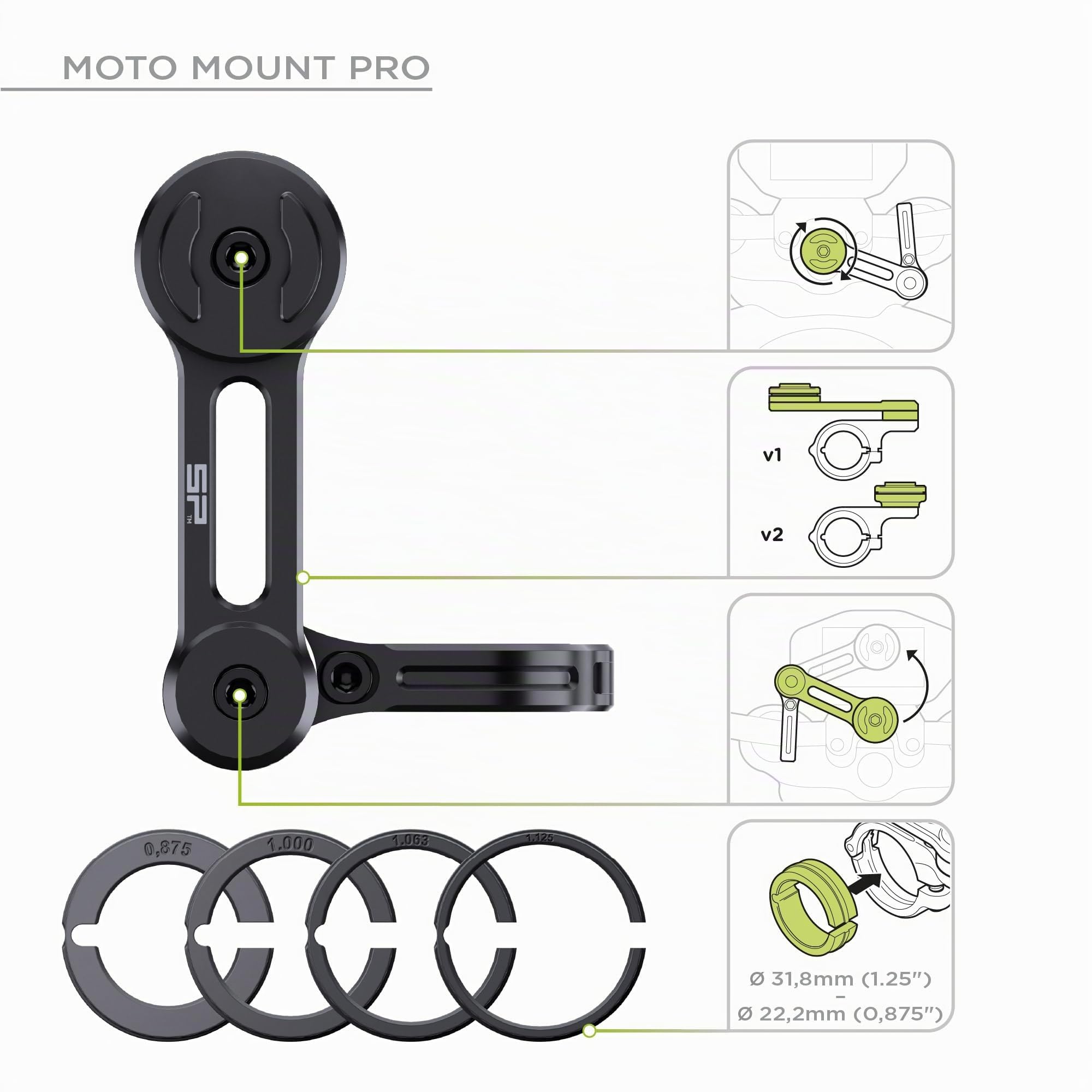 SP CONNECT Moto Bundle mit Anti Vibration Module + Universal Clamp | SPC+ | Handyhalter für Motorrad Bike Moped Roller | Gadget Halterung für Navi
