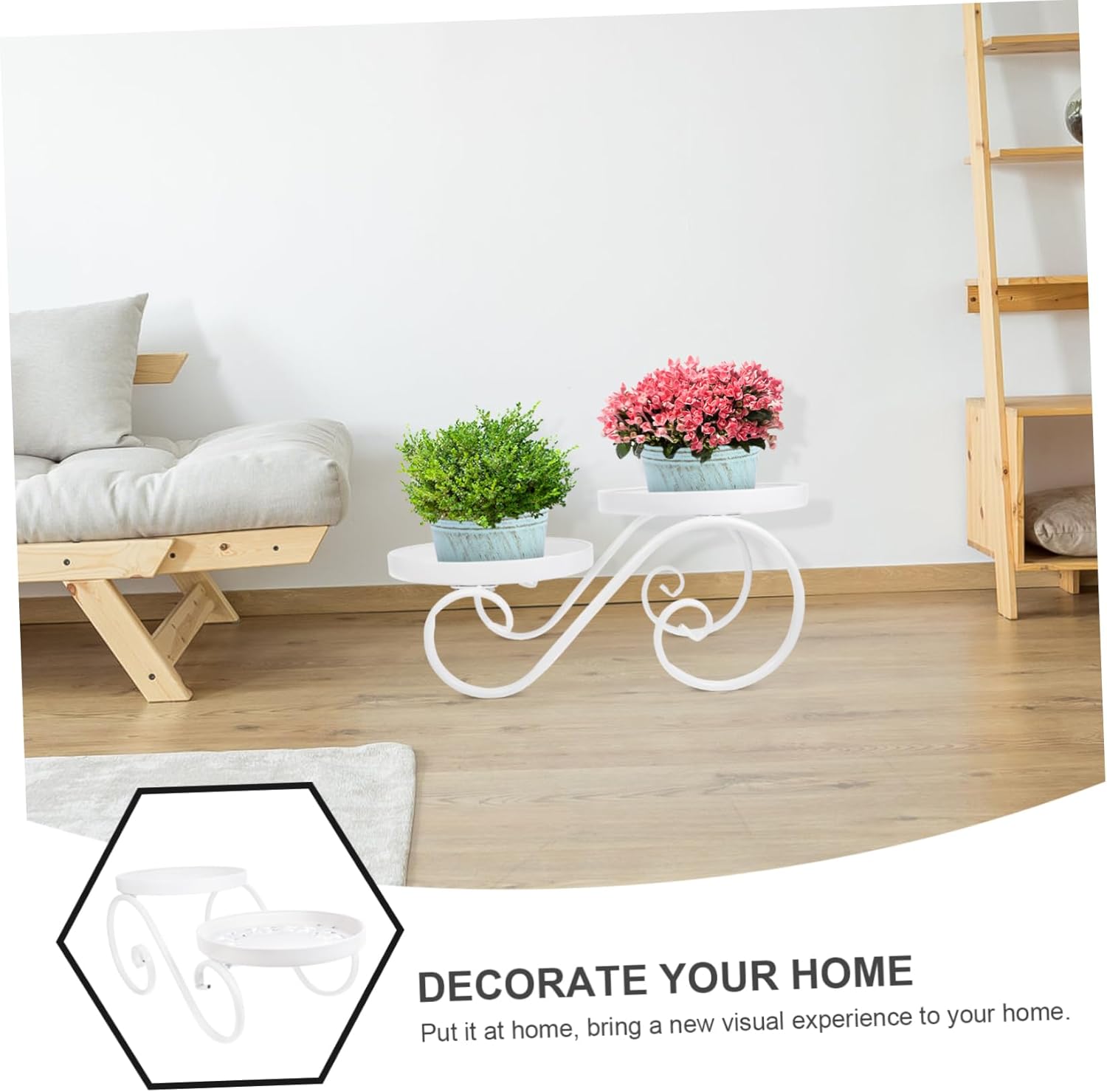 1Pc European Style Wrought Floor Flower Storage Rack Elegant Plant Stand for Home Decoration for Bedroom Office and Garden Use