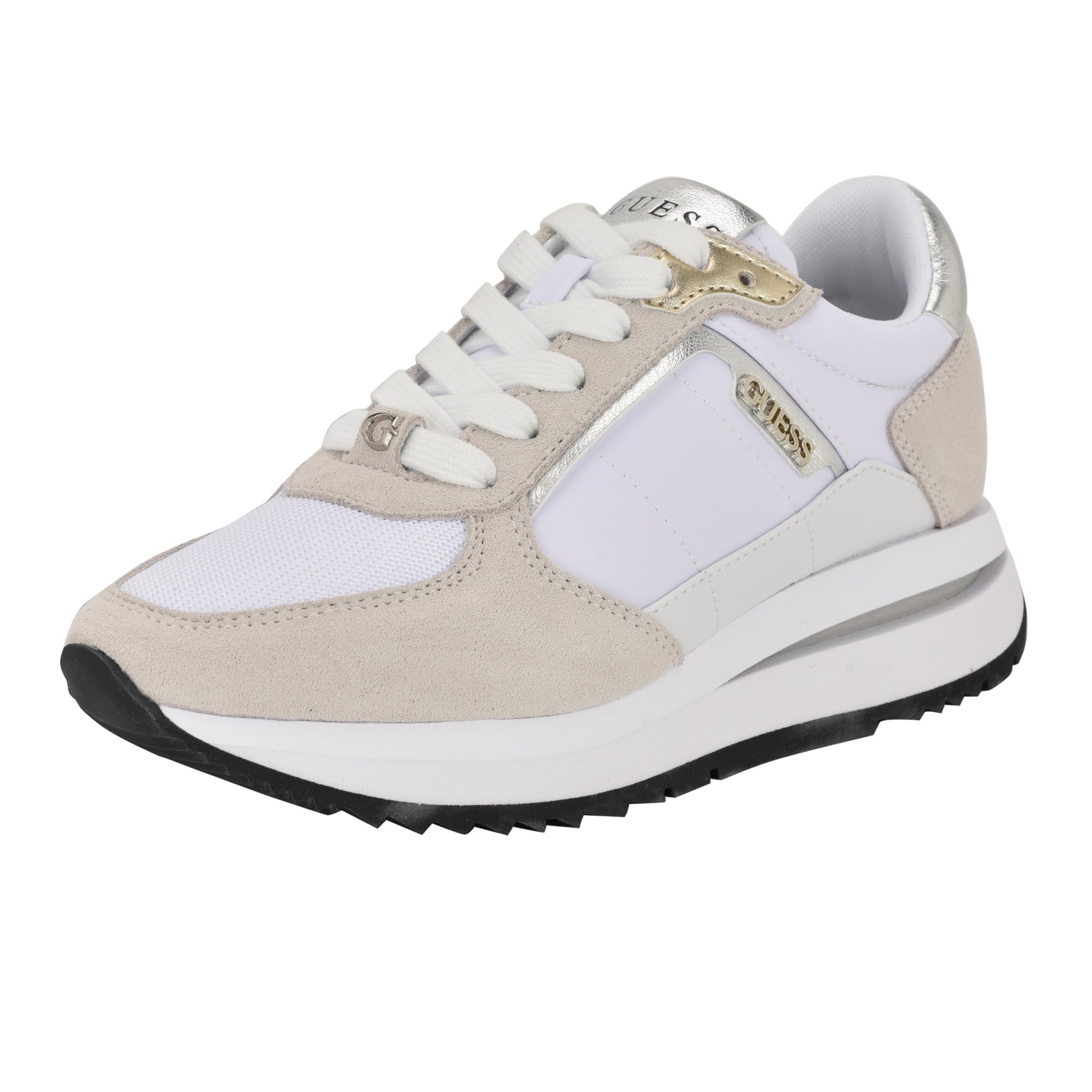 Guess Women's Energy Sneaker, White/Grey 140, 5.5 UK