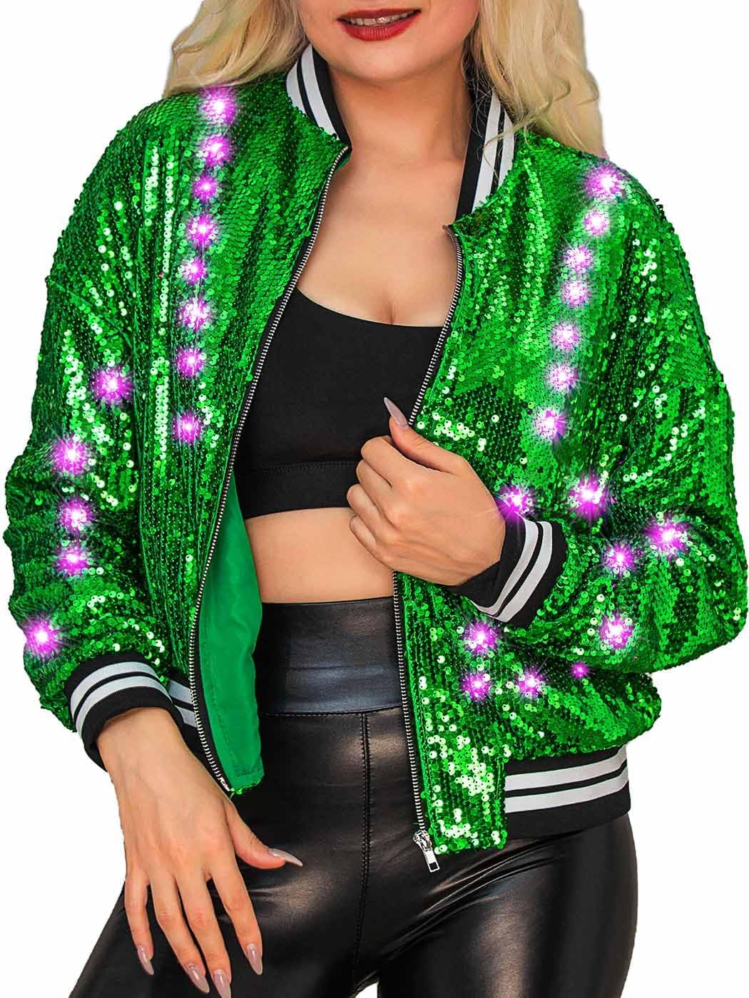 Edary Women's Light up Sequin Jacket Coat Sparkly Kuwait Ubuy