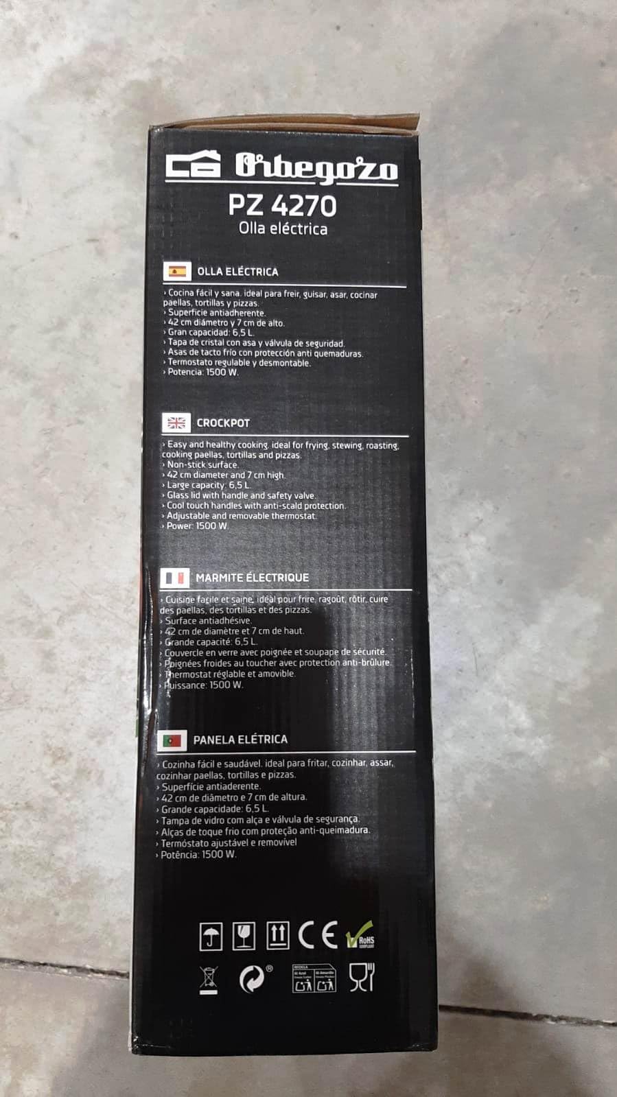 Orbegozo Olla eléctrica PZ 4270, 42 cm, 1500W, Capacidad 10 litros, Tapa de Cristal con asa y válvula de Seguridad