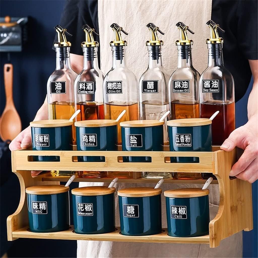 Olive Oil and Pepper Shakers Set Sauce Bottle Dispenser Seasoning Organizer Rack (Color : A, Size : 1 Set)