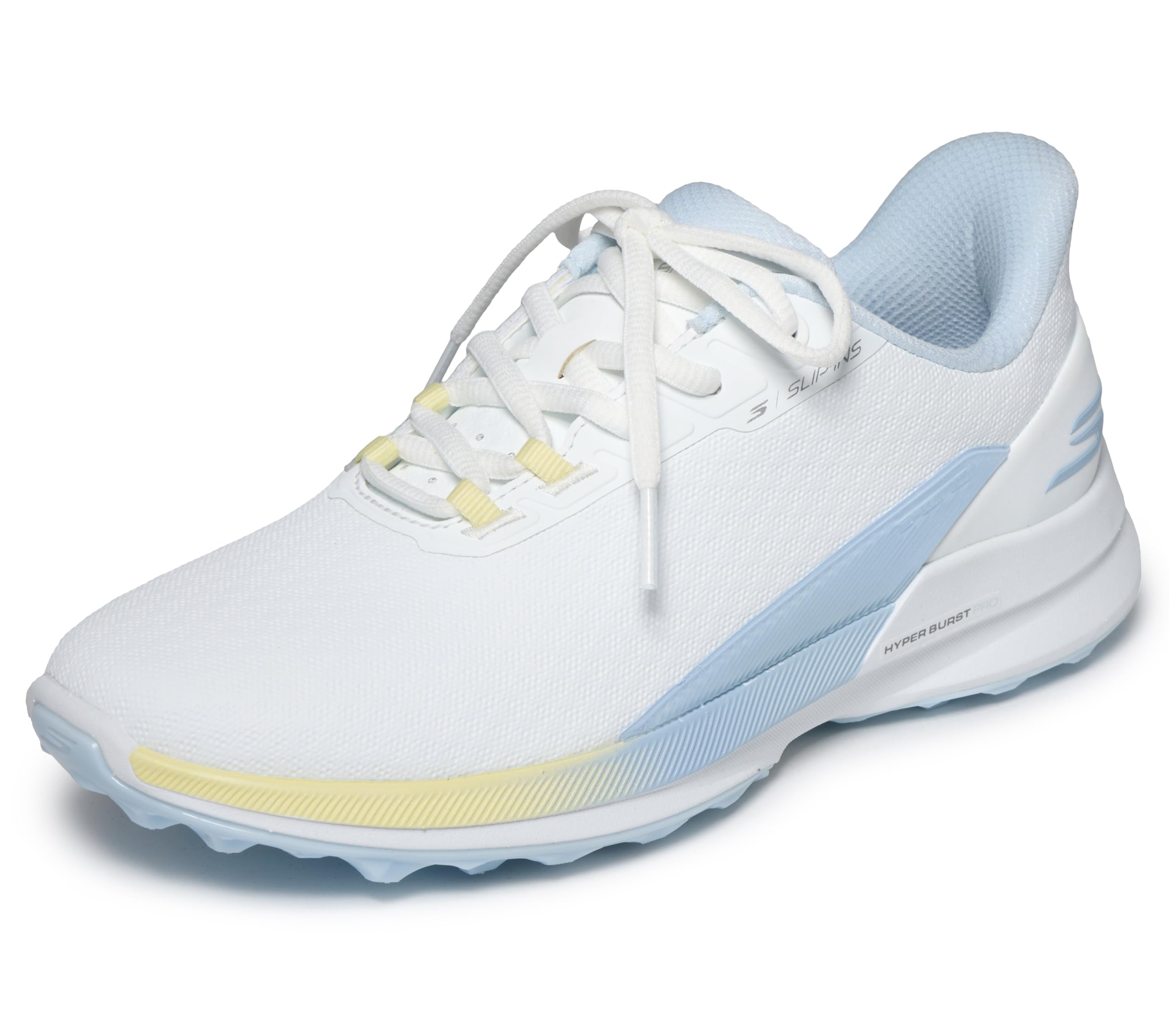 Skechers Women's Go Golf Synthetic Upper Lace-Up Spike Less Golf Shoe, White Blue, 6.5 UK