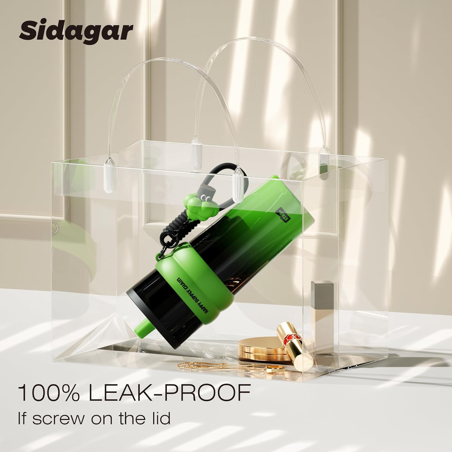 24 oz Stainless Steel Tumbler with Lid and Straw, Insulated Water Bottle Leak Proof for Hot and Cold, Portable Travel Coffee Mug, Reusable Coffee Cup for Women, Green - Image 3