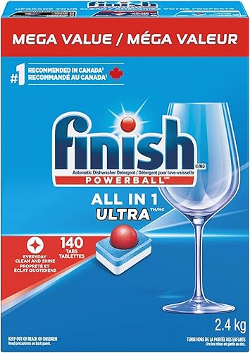 Finish Powerball - Detergente automático para lavavajillas, todo en 1, ultra potente, 5.3 lbs - 140 pestañas