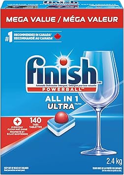 Finish Powerball Automatic Dishwasher Detergent, All in 1 Ultra Powerful Clean, 2.4 KG - 140 Tabs