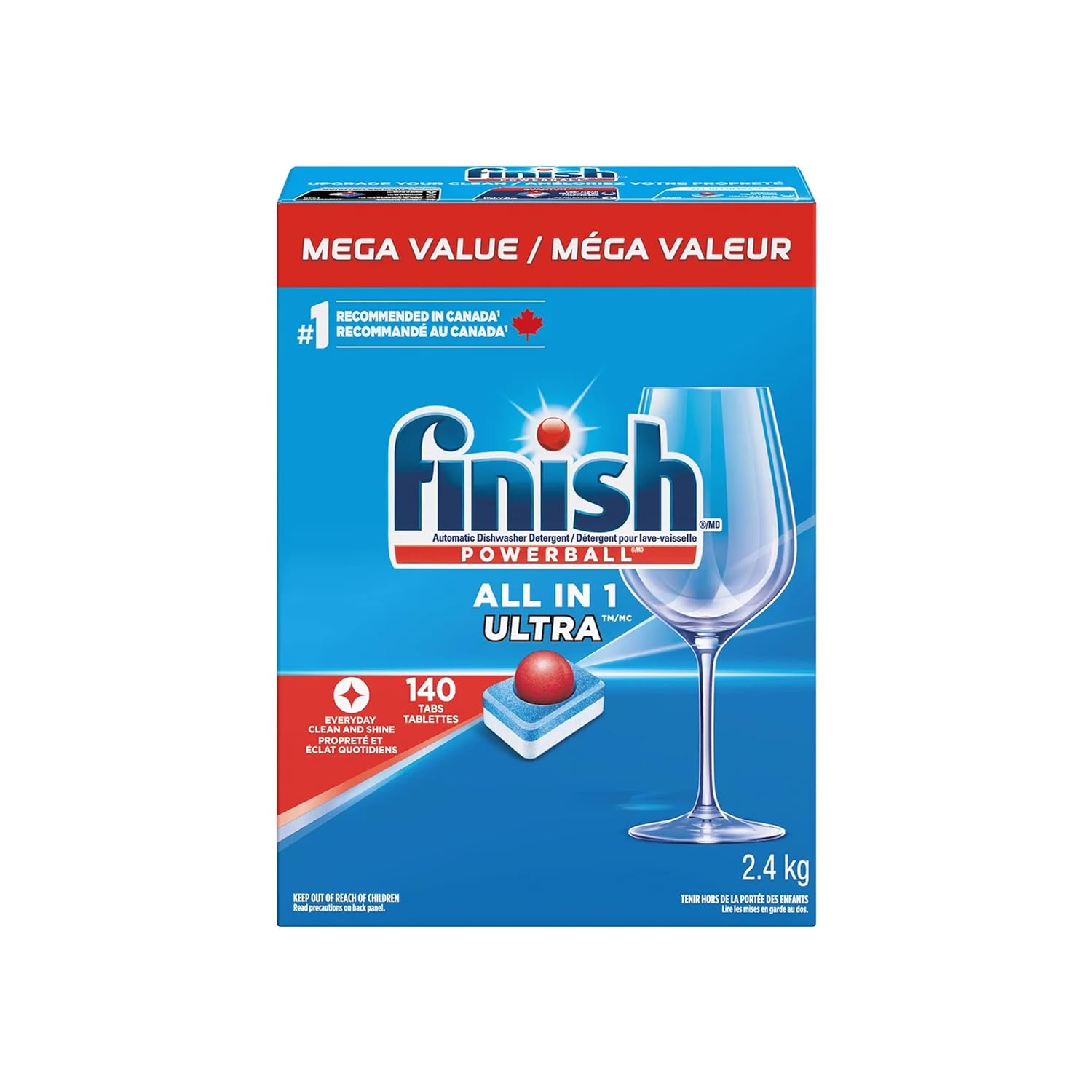 Finish Powerball Automatic Dishwasher Detergent All in 1 Ultra Powerful Clean 2 4 KG - 140 Tabs