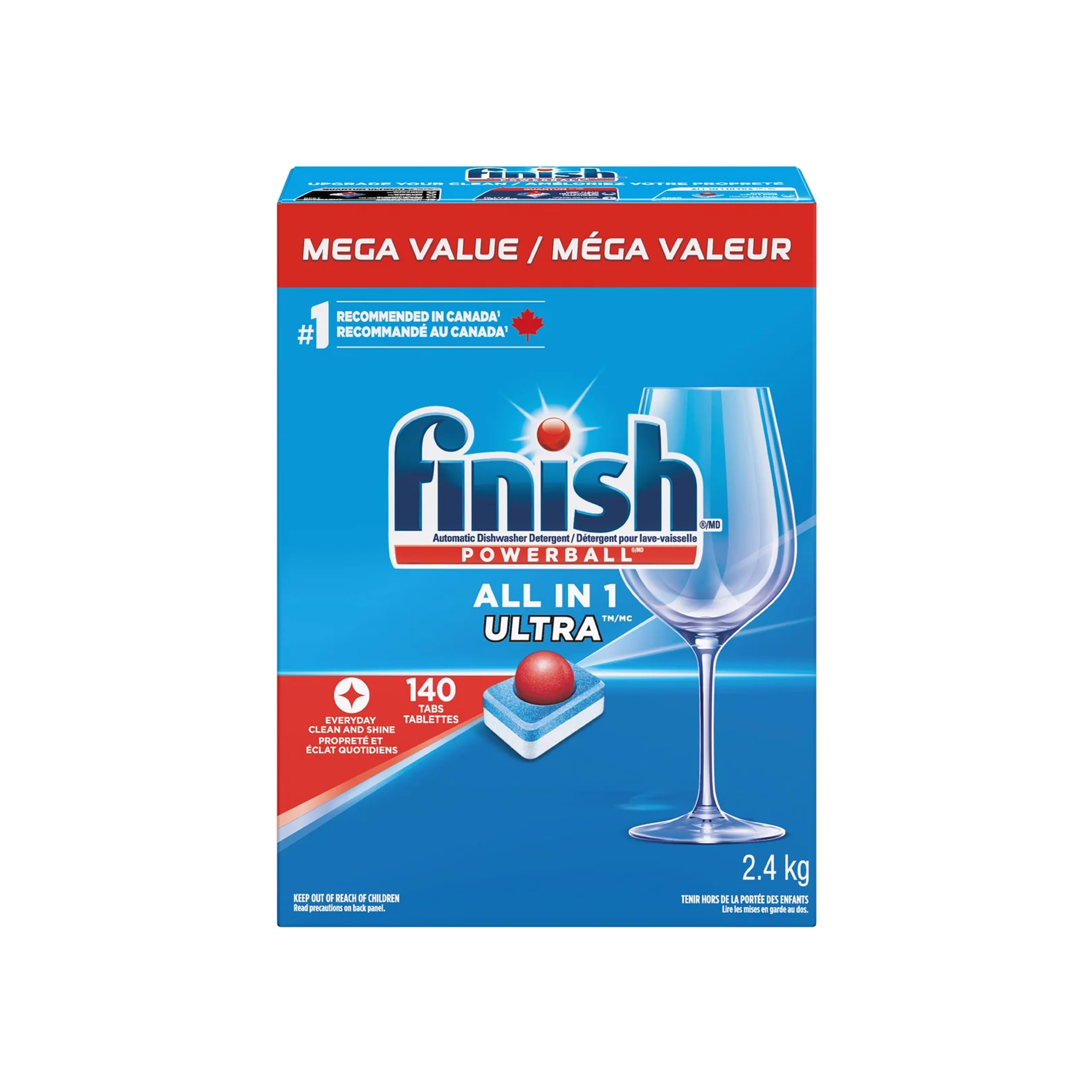 FinishPowerball Automatic Dishwasher Detergent, All in 1 Ultra Powerful Clean, 2.4 KG - 140 Tabs