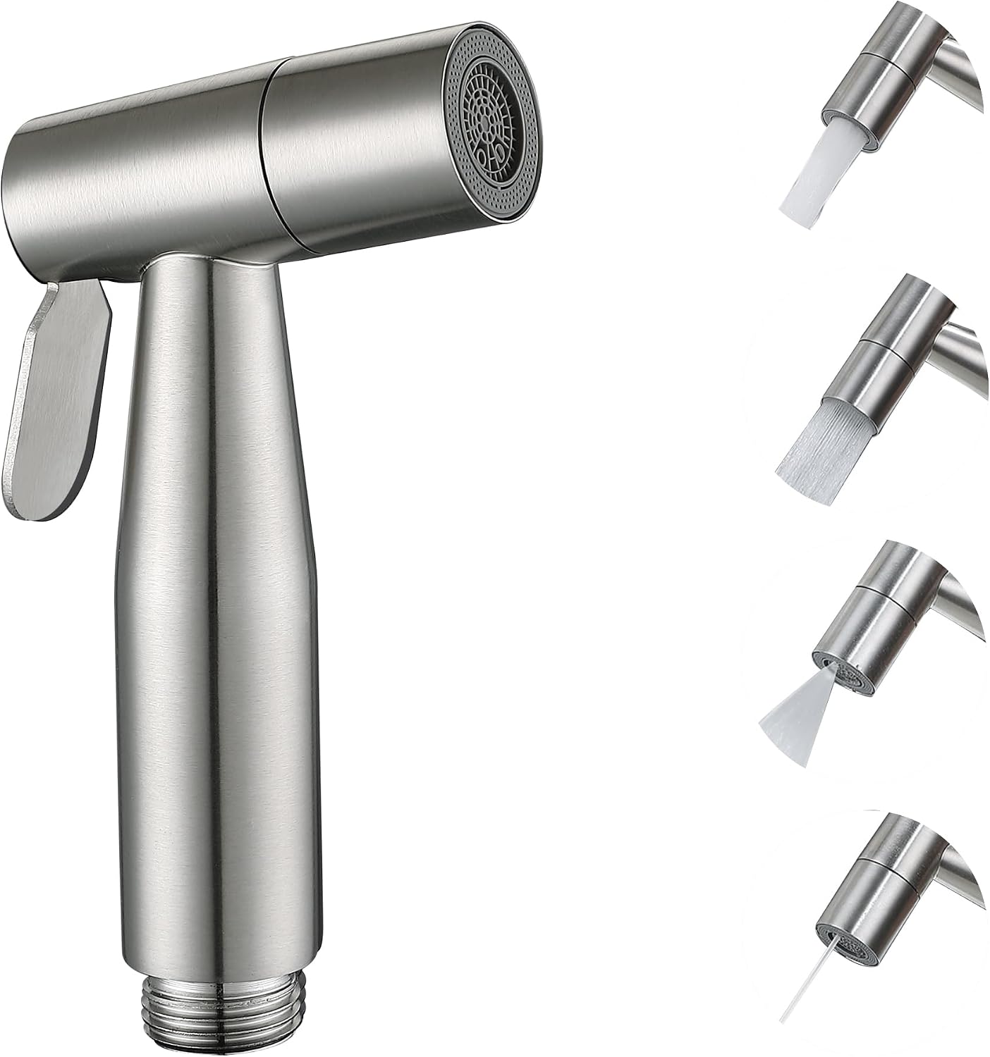 Handheld Bidet Sprayer Head(4-Function, 1-Pack, Brushed Nickel) | Single Bidet Head, 4-Function Bidet Sprayer, Spray & Stream, Sweep, Point Jet Mode, Adjustabel Water Pressure for Toilet