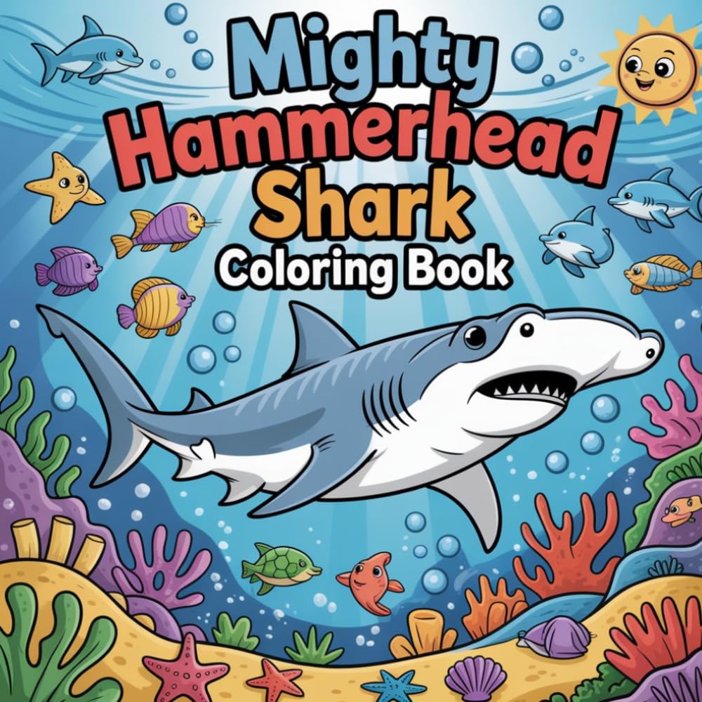 Mighty Hammerhead Shark Coloring Book: hammerhead shark ocean relaxation women coloring book, hammerhead shark marine stress relief kids book, ... shark wildlife relaxation adults color book