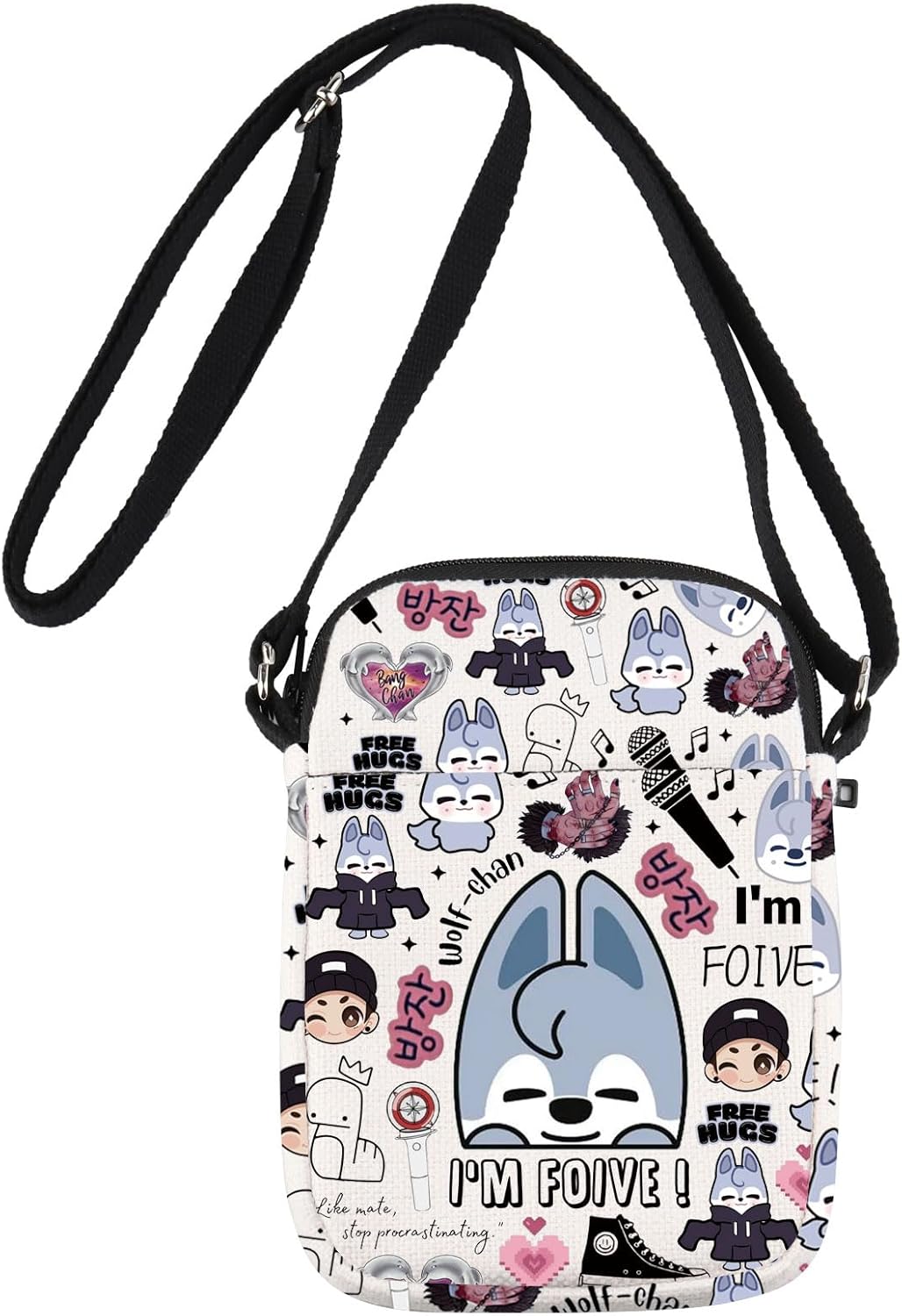 JNIAP Korean Group Stay Crossbody Bag Korean Group Stay Wolf Gifts I'm Foive Gifts Stay Merchandise Stay Wolf Shoulder Bag