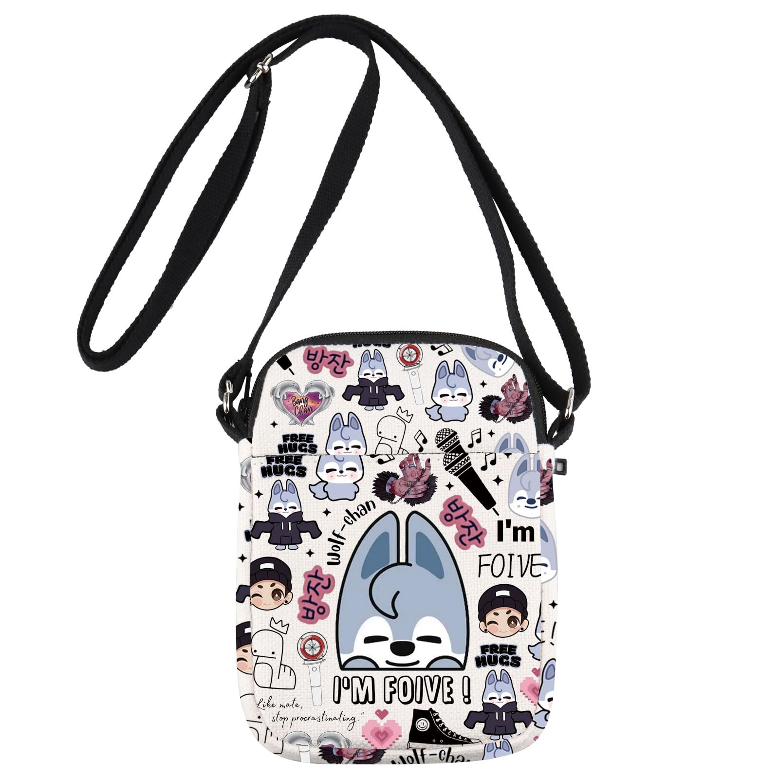 JNIAP Korean Group Stay Crossbody Bag Korean Group Stay Wolf Gifts I'm Foive Gifts Stay Merchandise Stay Wolf Shoulder Bag