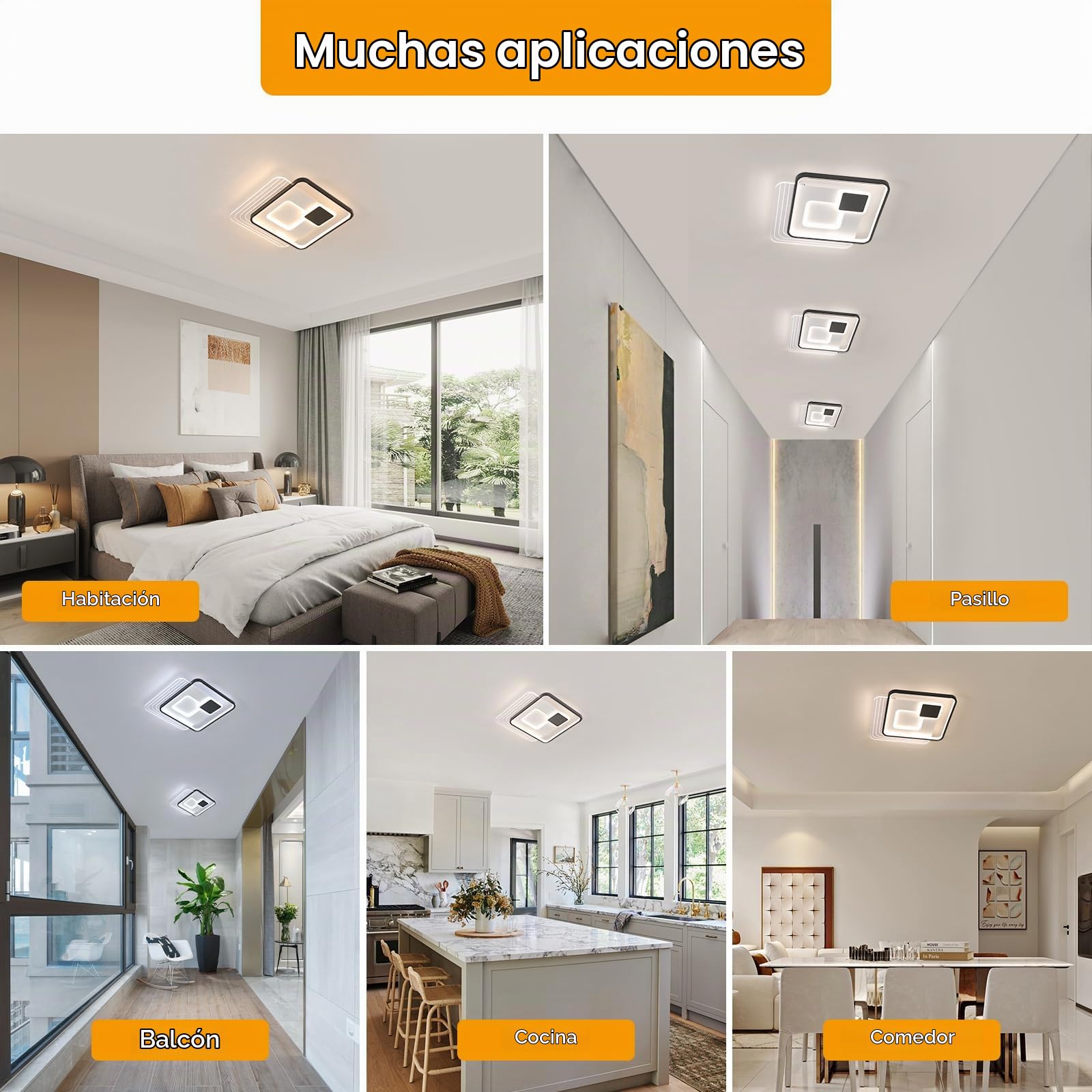 Comely led lámpara de techo cuadrado 45x45cm 37W Dimmbar con control remoto acrílico lámpara de techo negro blanco moderno para salón dormitorio cocina pasillo iluminación interior