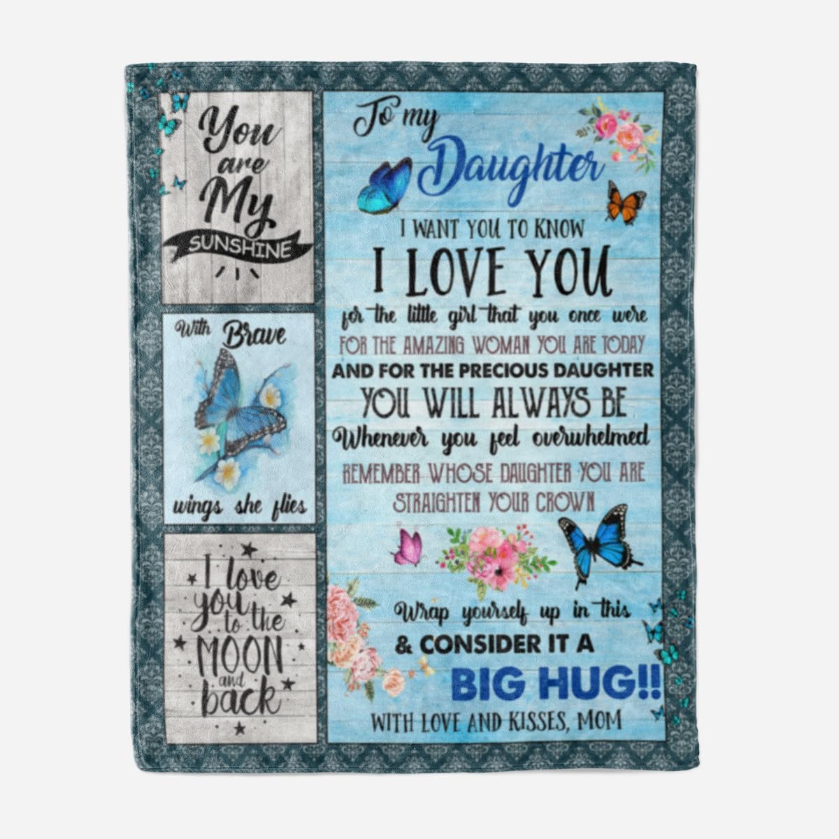 for Mom from Daughter & Son – Blanket 60" x 80", Soft Fleece Throw, Blue Floral, Cozy Bed/Couch Throw, Sentimental Gift for Mom Birthday, Warm Inspirational Blanket - Image 5