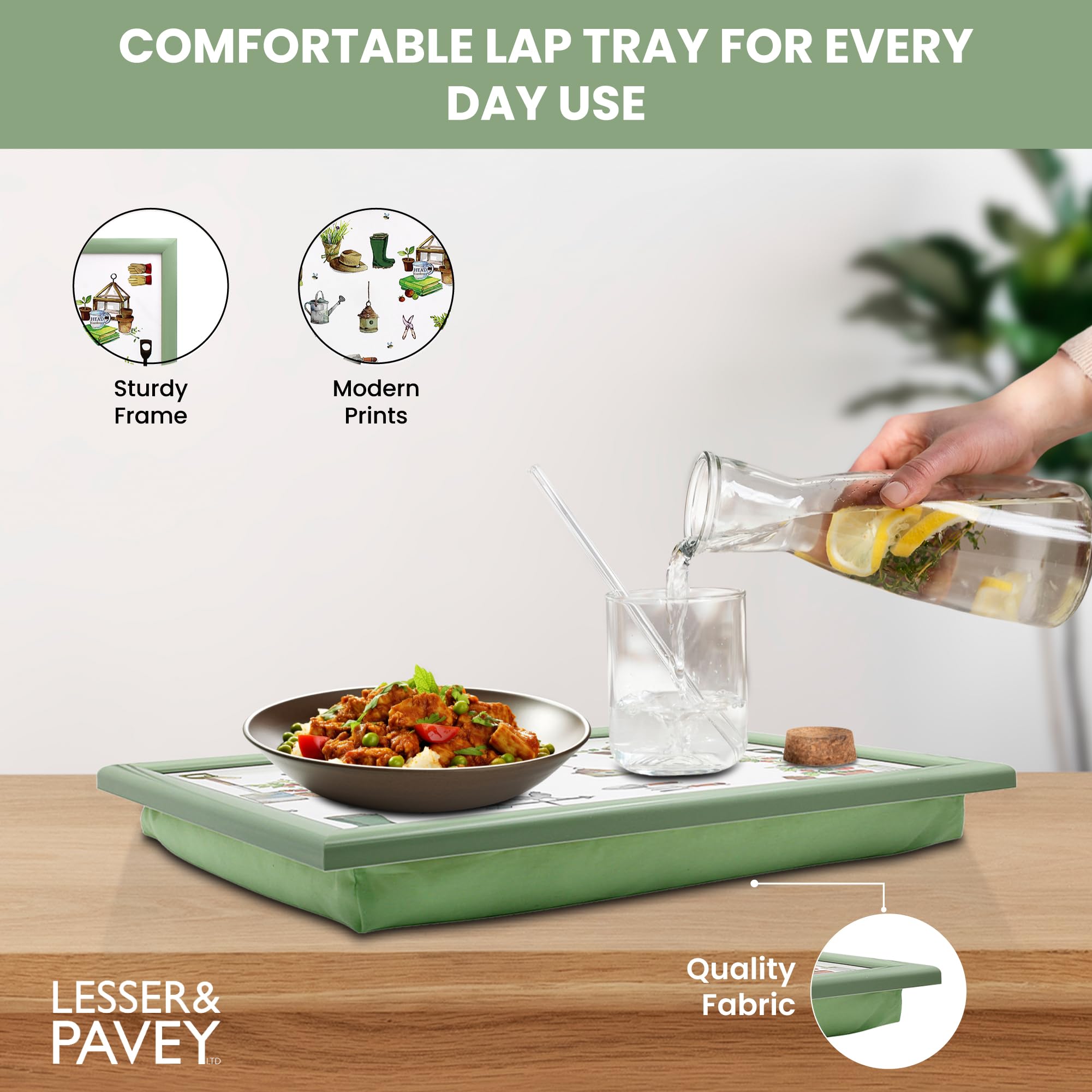 The Leonardo Collection Plateau avec Sac de Haricots pour Servir des Plats | Jolis Plateaux pour Manger sur Les Genoux pour Le dîner ou Le déjeuner | Plateaux Alimentaires pour Les Genoux