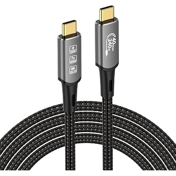 USB 4 Cable Thunderbolt 4 Cable 240 W Charging Cable 40 Gbps Data Cable 8K @ 60Hz 4K120Hz HDR PD3.1 USB C to USB C Cable for Hub Dock MacBook M2 M3 Mac Studio SSD Laptops Monitor
