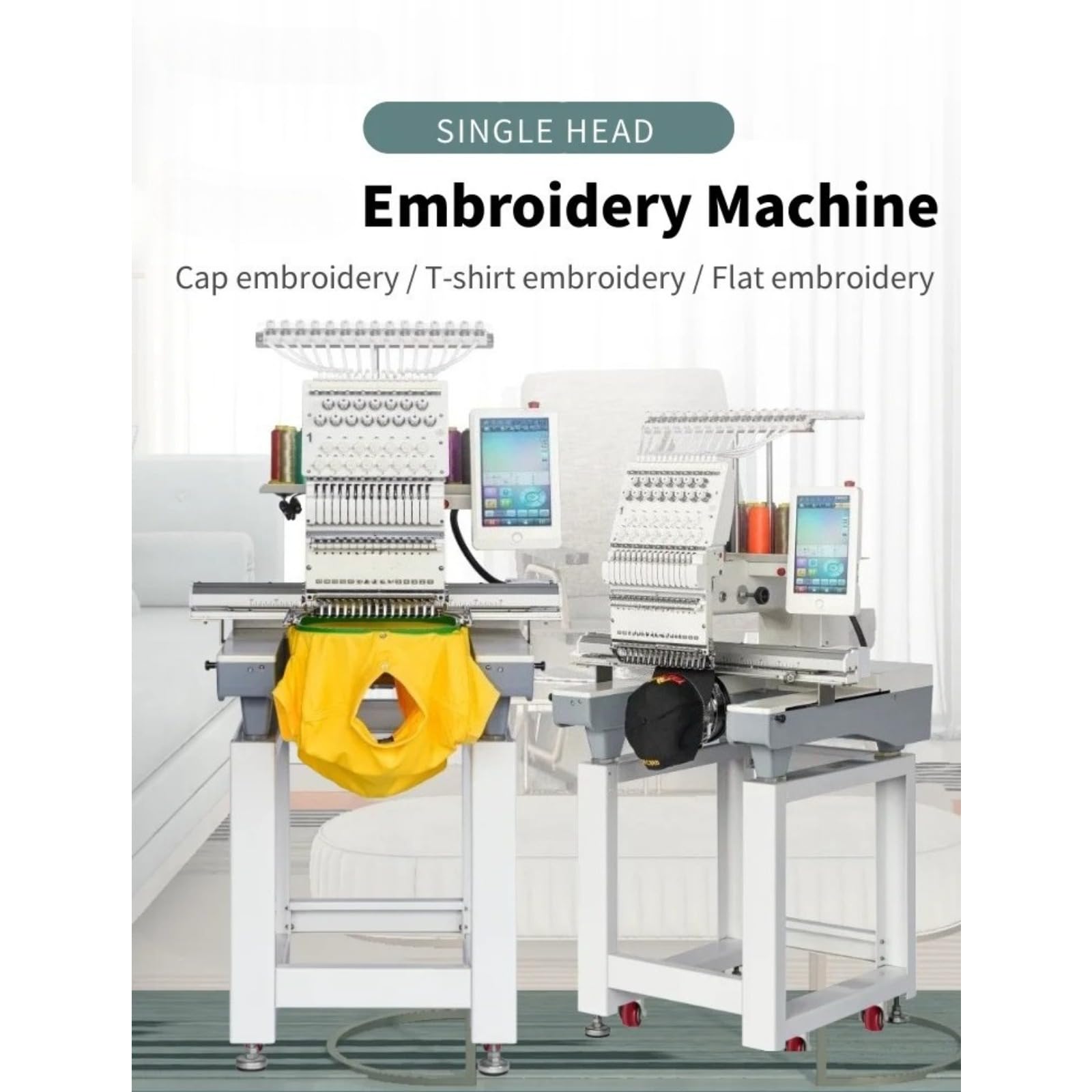 Macchina da ricamo industriale per impieghi gravosi Multi ago Macchina da ricamo computerizzata per cuciture piatte con logo, cambio automatico di colore touch screen intelligente per ordini