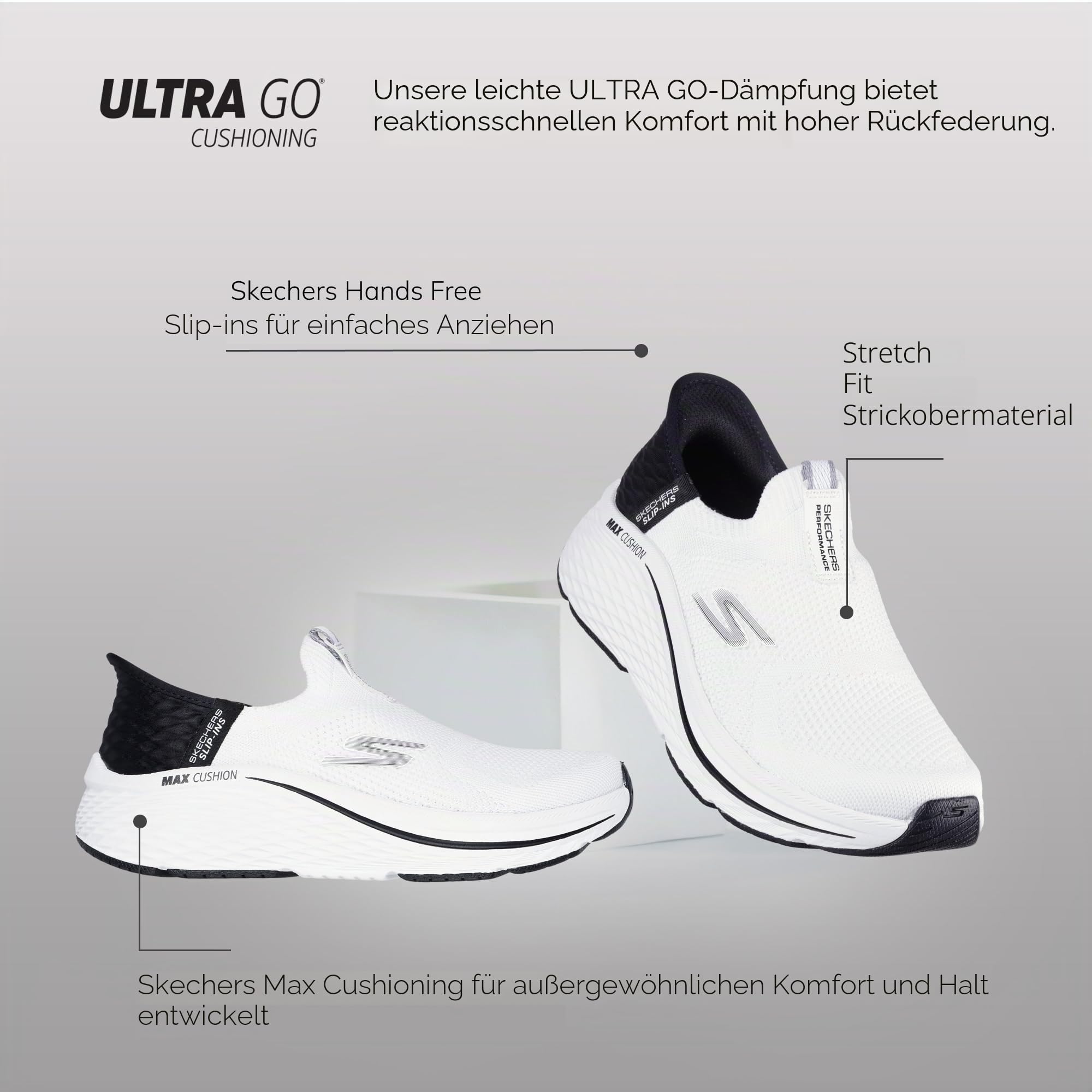 Skechers Max Cushioning Elite 2.0 Eternal Damen-Sneaker, händefreie Schlupfschuhe