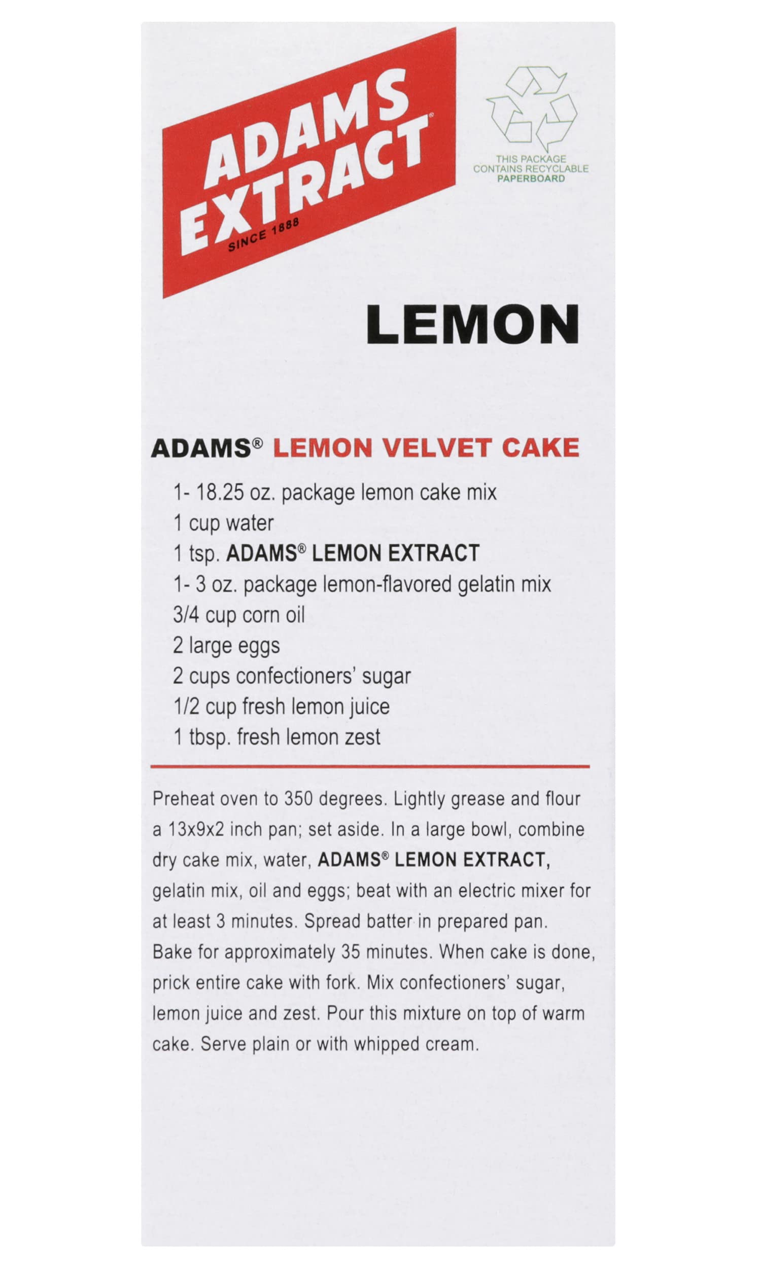 Adams Extract Flavoring 1.5oz Bottles (Pack of 3) Choose Flavor Below (Lemon Extract 1.5oz)