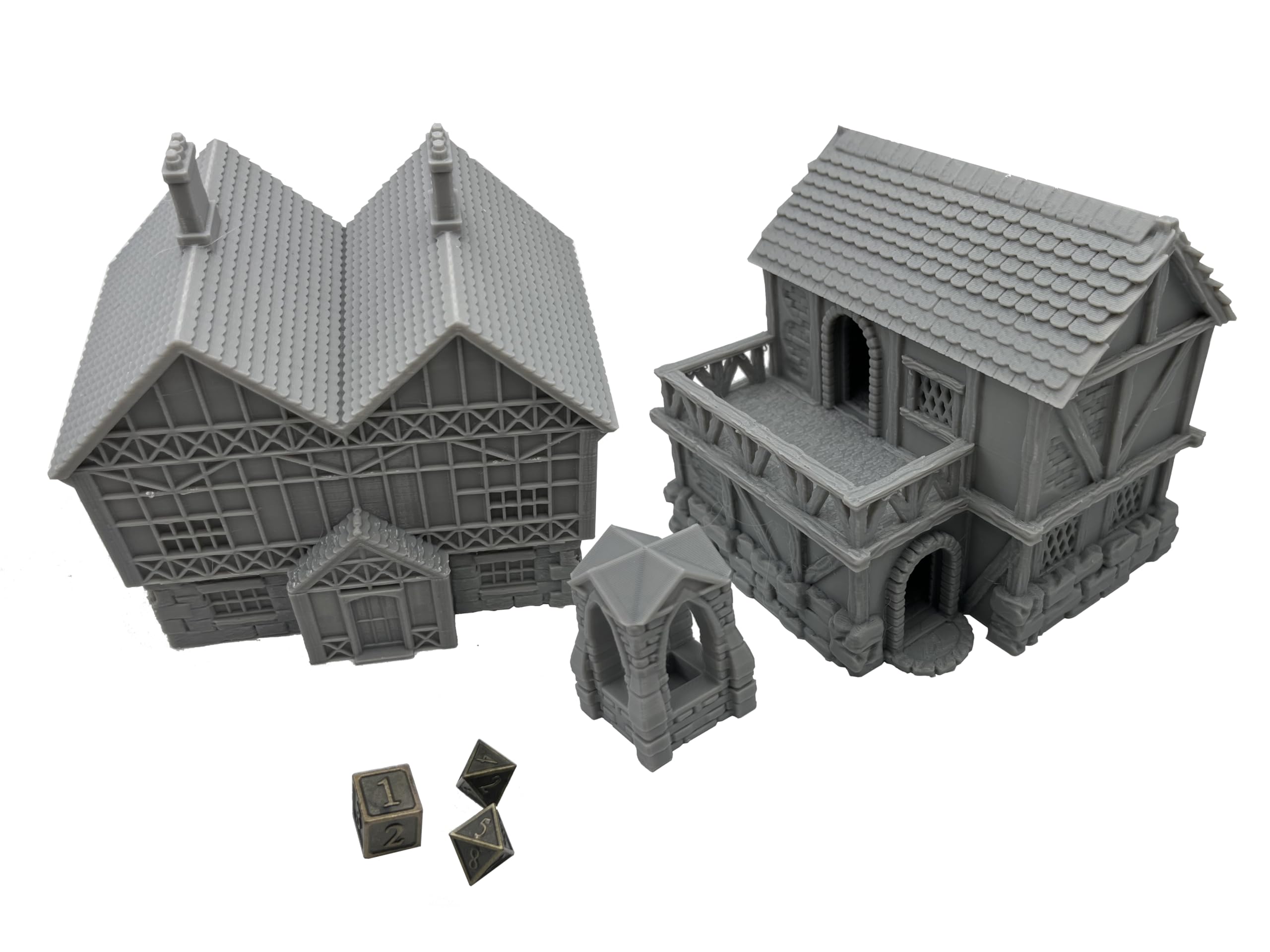 HauticoLittle Town and Village Houses Scene, Architecture Terrain Scenery for 18mm Miniatures Wargame, 3D Printed and Paintable (Basic Edition)