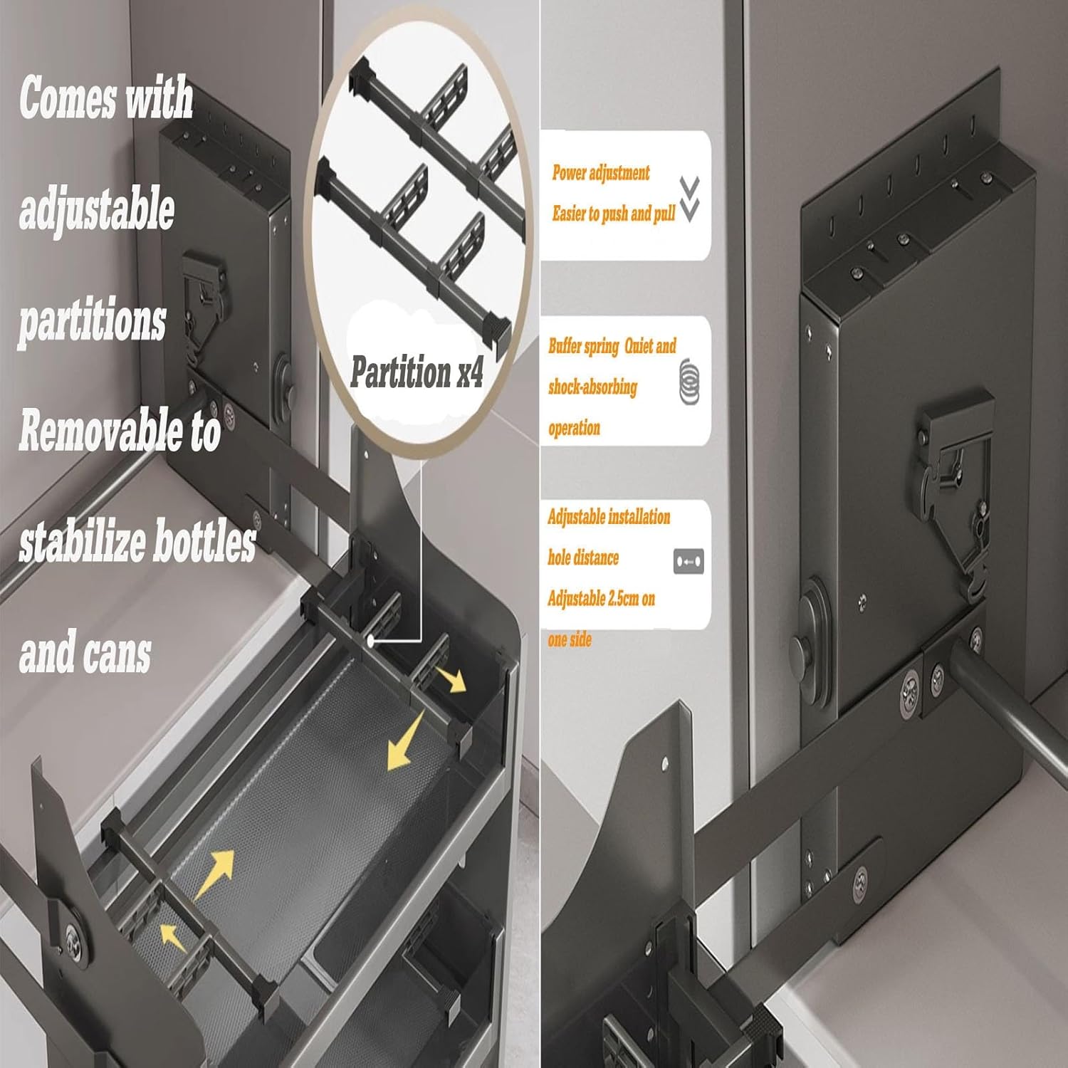 Kitchen Wall Cabinet Storage,Pull Out Shelf Organizer Spice Rack,Heavy-Duty 2-Tier Storage,for Home Wall Cabinet,700mm
