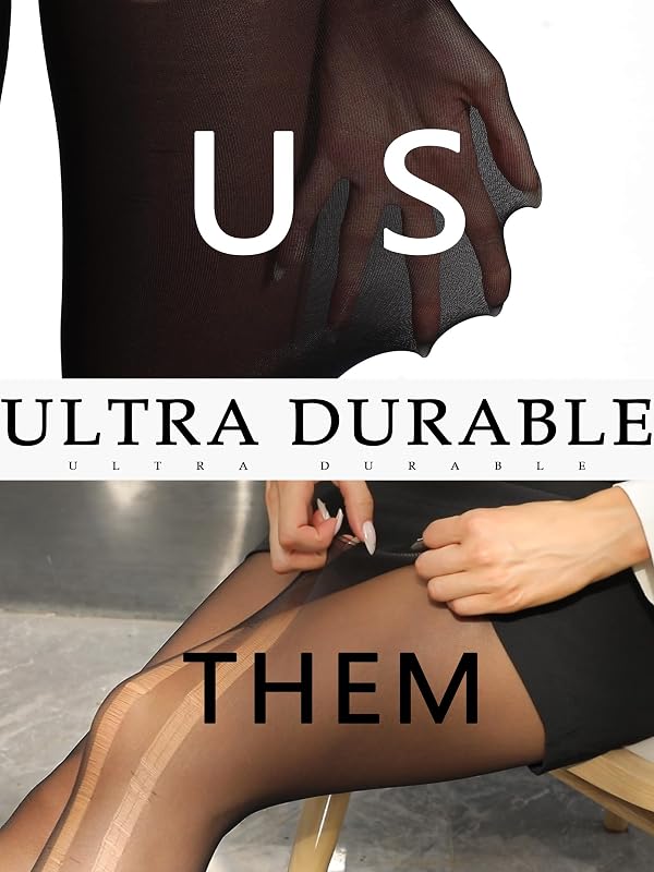HOTBOSS Unbelievable Durability Tights, Seamless Rip Resistant Pantyhose, 40D Semi Sheer Control Top Tights for Women, Black S by HOTBOSS - Used condition - Image 3