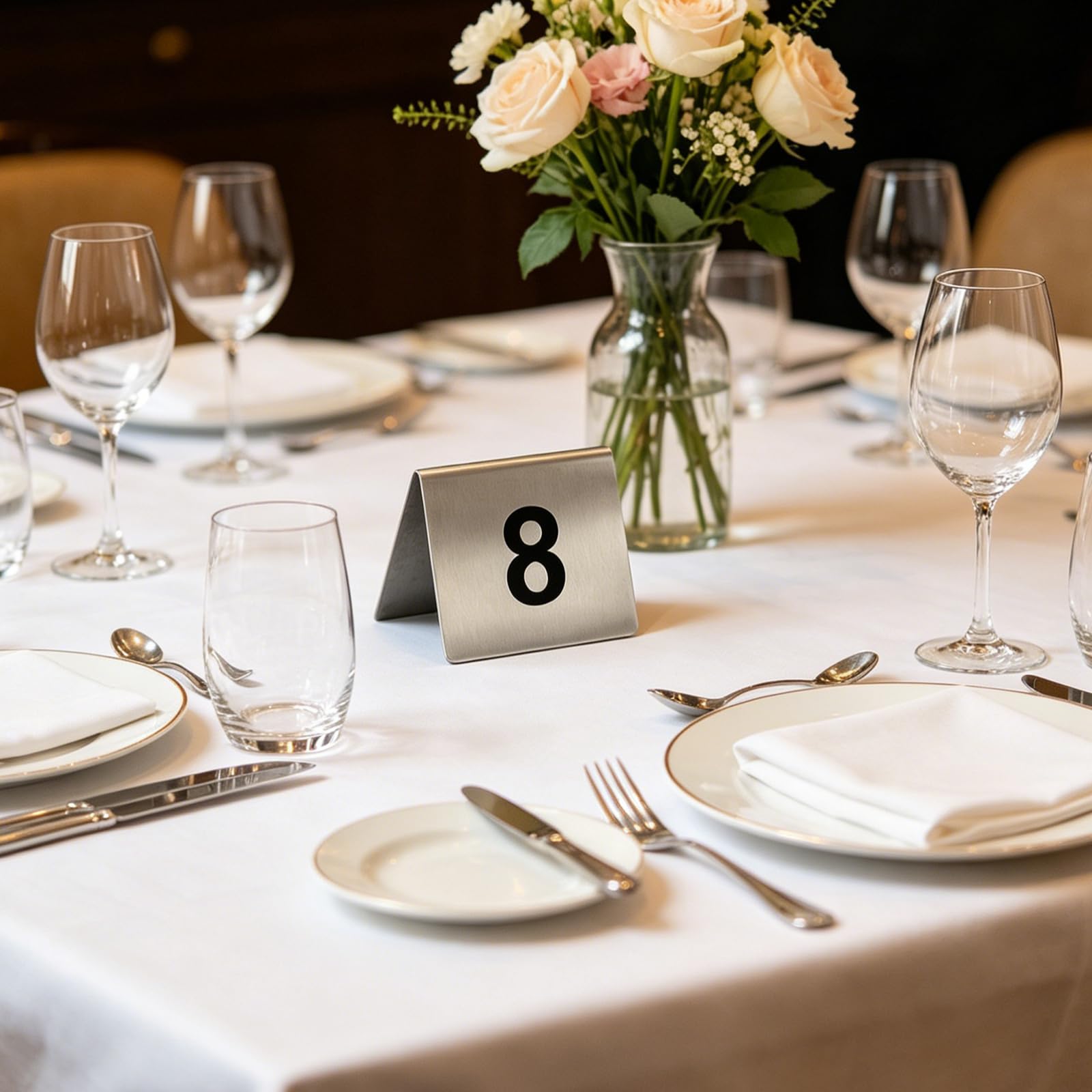 25 numeri da tavolo in acciaio inox da 1 a 25, su entrambi i lati, 5 x 5 x 4,5 cm, stile tenda, per matrimoni, ristoranti, hotel, caffetterie, bar, banchetti, colore argento