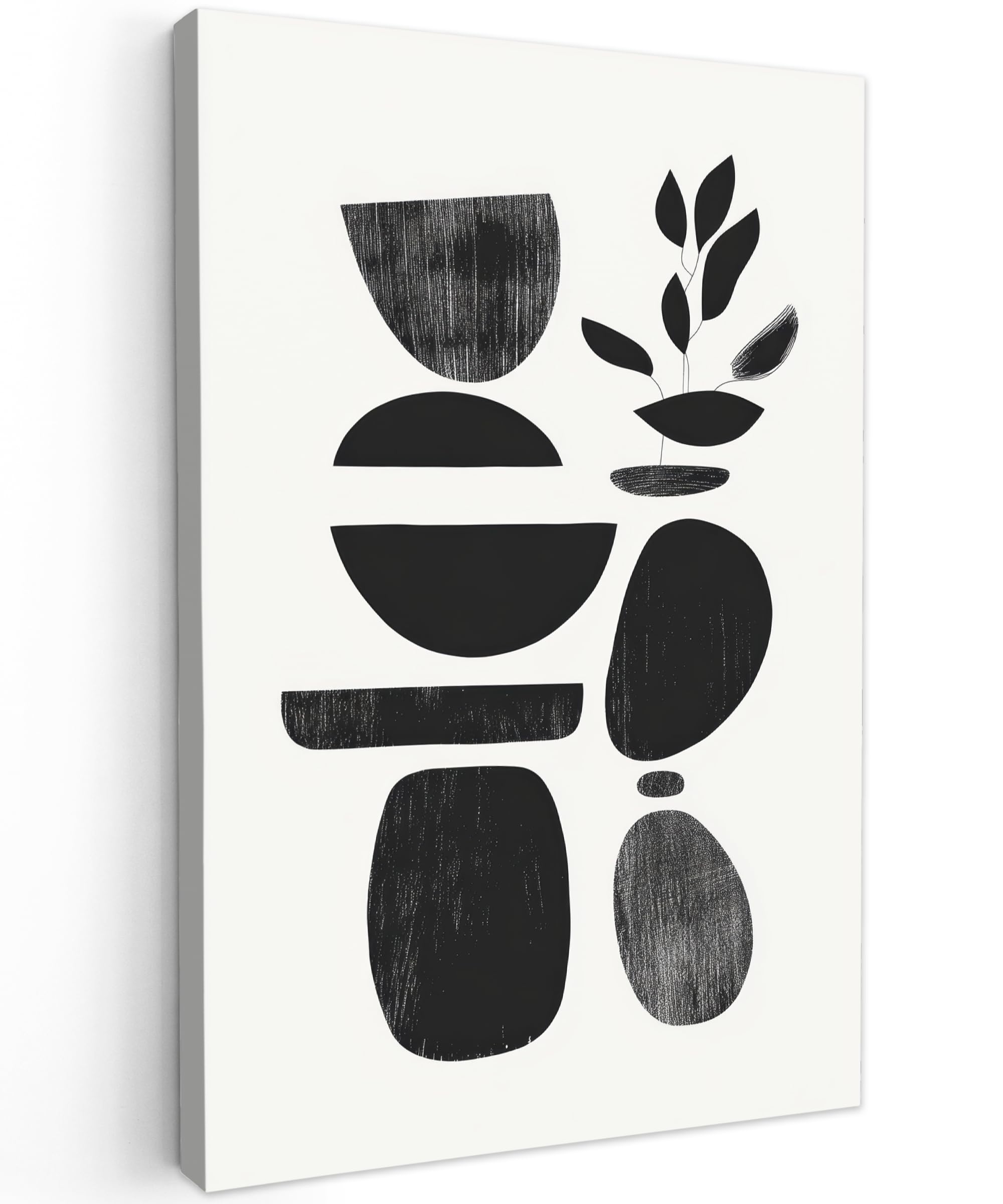 MuchoWow© Canvas Wall Art Work 16"x24" / 40x60 cm Room Decor Painting Wallfillers Picture Decoration Prints Japandi - Black - Abstract — image 1