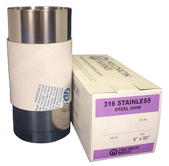 Precision Brand Products 22802 316 Stainless Steel Shim Stock, 0.002" x 6" x 50"
