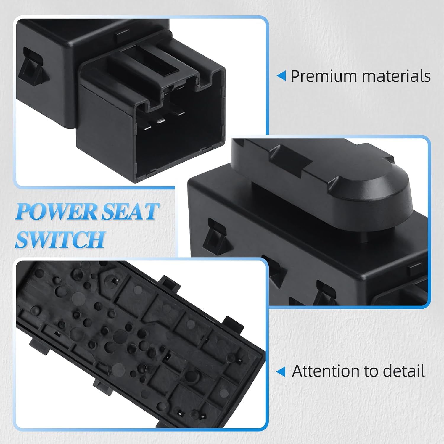6 Way Power Seat Switch Front Driver Side Adjustment Switch | Compatible with 2005-2015 Ford F150 F250 F350 Mustang Explorer, Lincoln Mkx & More | Replace 9L3Z14A701A 5F9T-14B709-AA