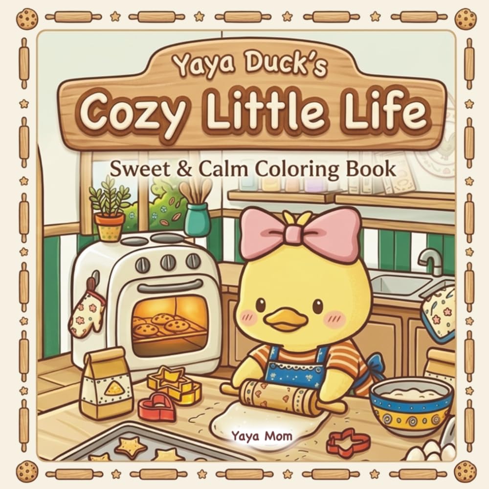 Yaya Duck's Cozy Little Life : Sweet & Calm Coloring Book: Bold and Easy For Stress Relief
