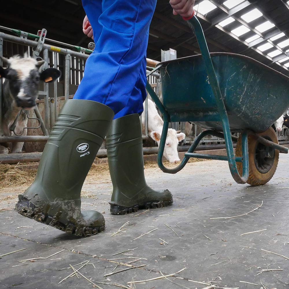 Botas de Seguridad y de Trabajo para Hombres y Mujeres Incl. Puntera y Suela de Acero de Alta Seguridad, para Uso agrícola, garantizan una excelente adherencia, Verde, EU 43