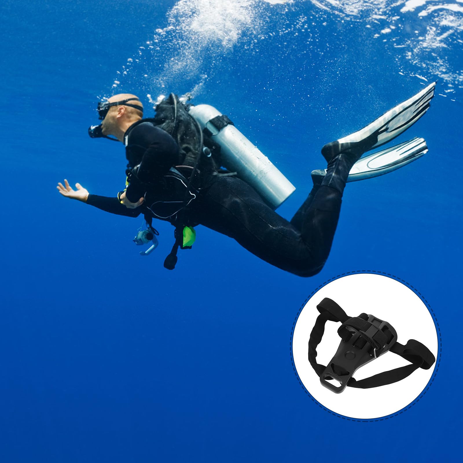 Harnais Dorsal pour Bouteille de Plongée Unique 12 L en Acier Inoxydable | Support Dorsal Réglable, Répartition Équilibrée du Poids, Poignée Simple, Usage Plongée Sous-marine et Remontée
