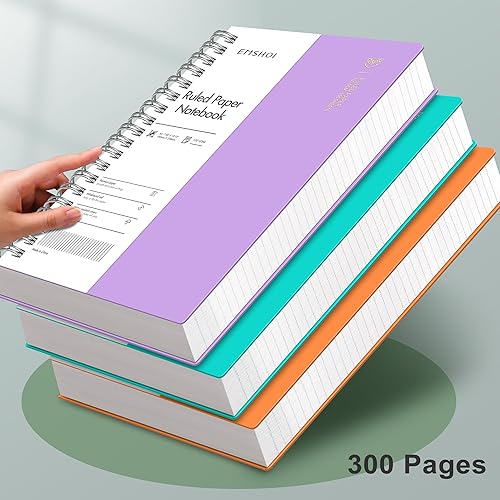 Miniatura 5 de EMSHOI Cuaderno de espiral B5 con rayas universitarias, tamaño grande de 7.48 x 10.15 pulgadas, 300 páginas150 hojas, papel grueso de 3.53 ozm, tapa
