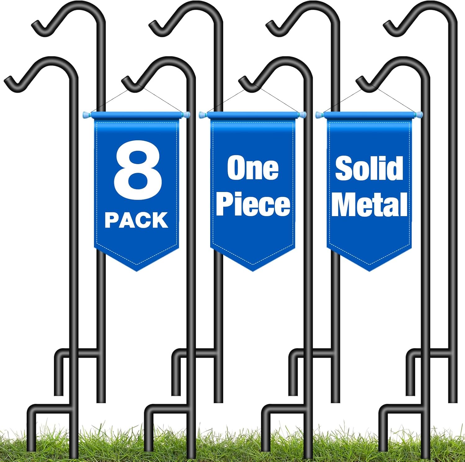 BEAU JARDIN 4 Pack Shepherds Hook for Outdoor 65 inch + 8 Pack Shepherd Hook 37 Inch