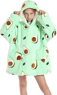 SZCMSM Hoodie Blanket for Kids Oversized Wearable Blanket Sweatshirt with Pockets Soft Warm Cozy Novelty Hoodies Blanket for Boys Girls,Avocado Green