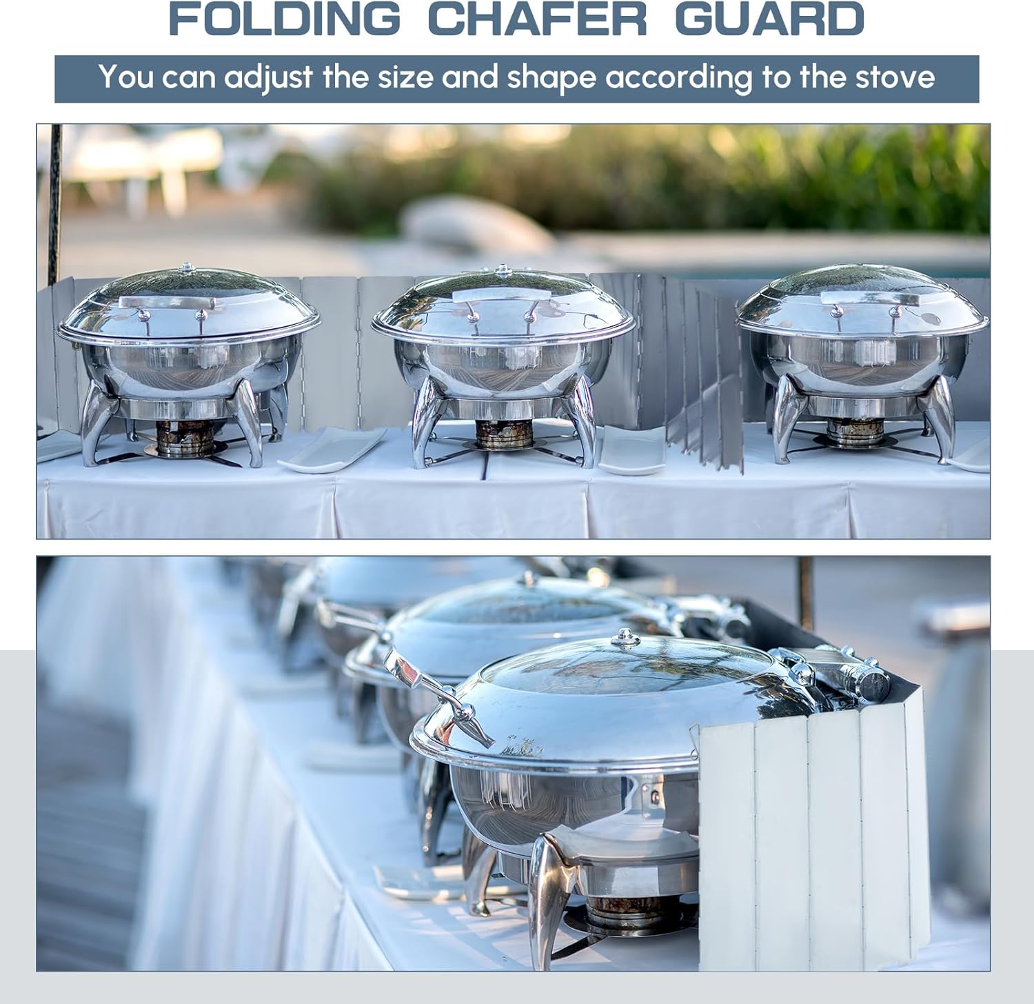 4 Pcs 80 Plate Chafing Dish Wind Stove Camping Guard 67 x 7.8'' Stainless Steel Wind Cover Folding Outdoor Windscreen with Drawstring Bag for Camp Picnic Burner Guard (Sliver)