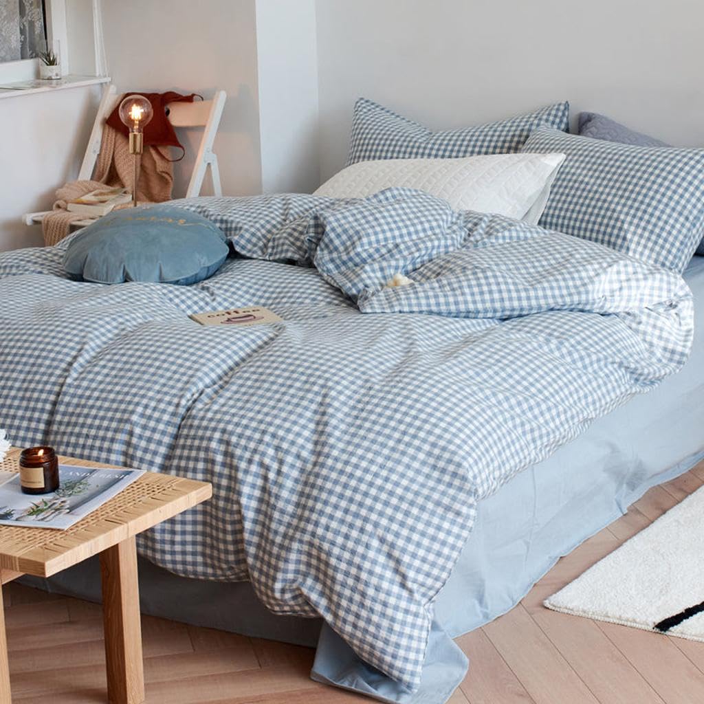Lanqinglv Biancheria da letto 135 x 200 cm, in cotone rinforzato, con chiusura lampo, adatta per persone allergiche, 1 copripiumino e 1 federa 80 x 80 cm