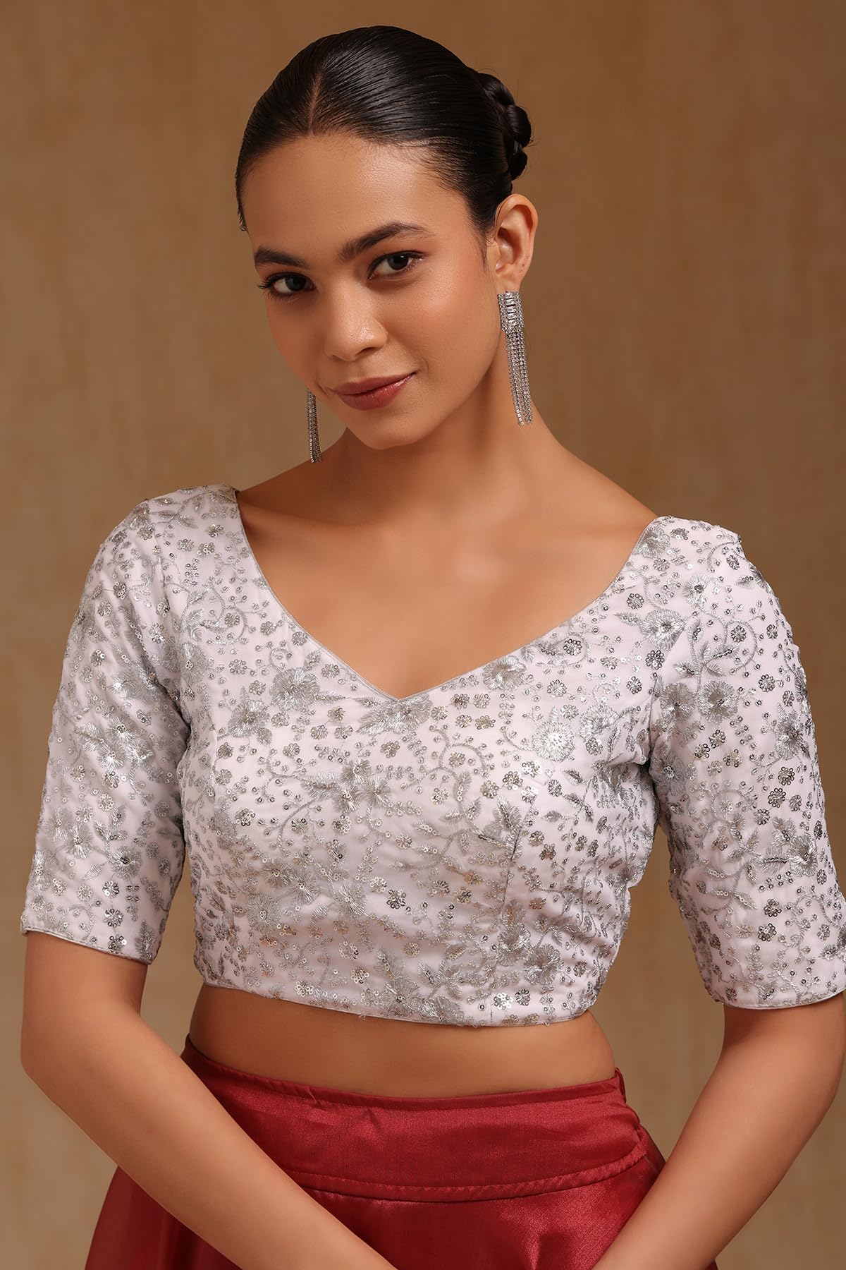 Soch Georgette gesteppte Damen-Bluse mit Zari-Stickerei