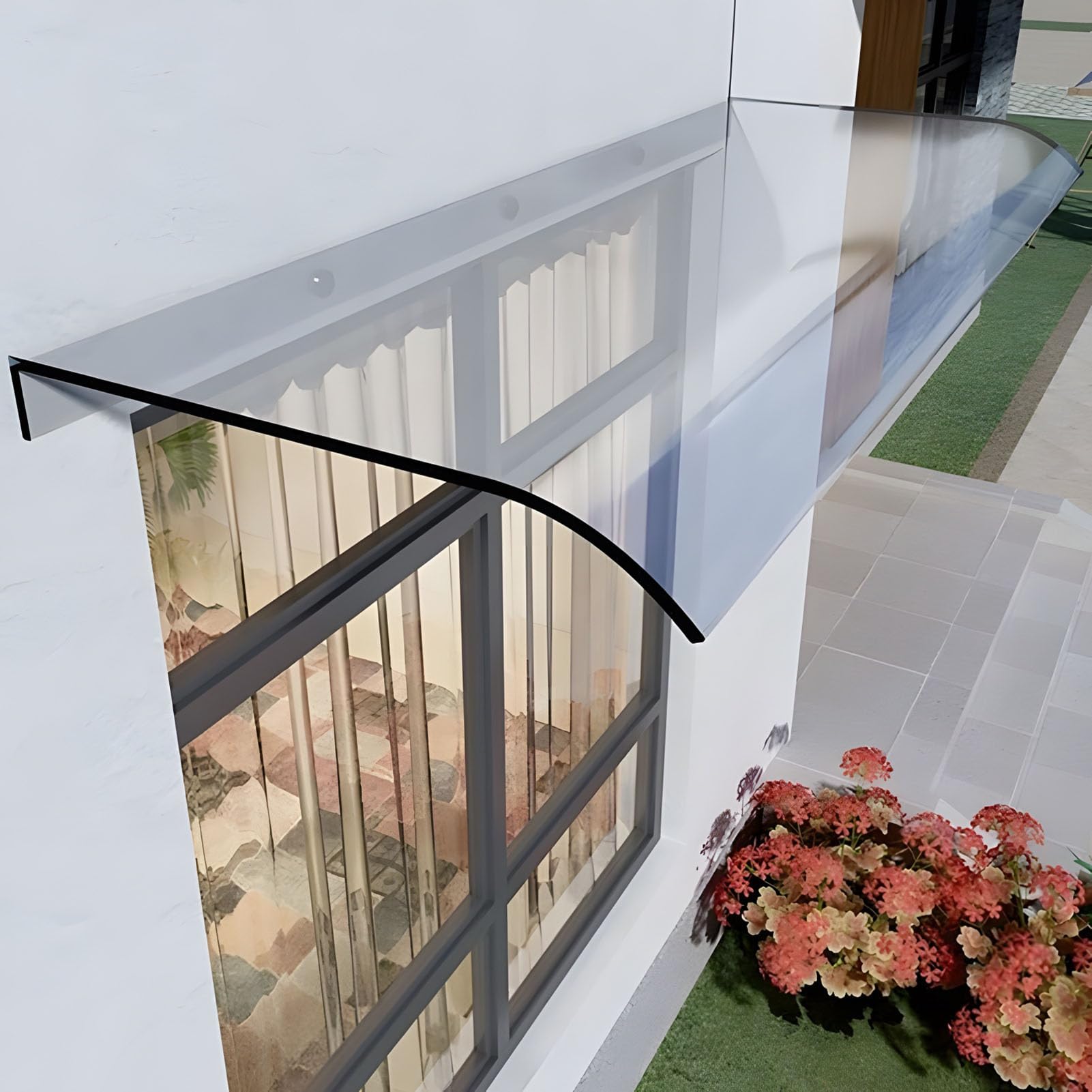 Door Canopy Outdoor Waterproof, Rain Shelter, Window Awning, Polycarbonate Door Awning, UV Protection, Rain Shelter Cover for Door Porch, Outdoor, Roof, Patio (40x140cm/15.7x55.1in)