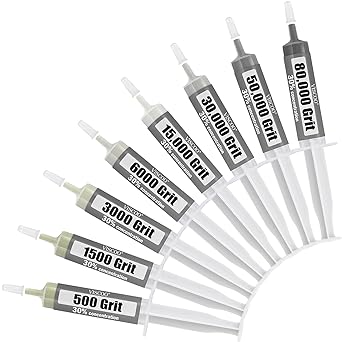 8 Pack Diamond Polishing Compound,Diamond Polishing Paste 80000 to 500 Grit with 30% Concentration of Diamond Powders,Lapping Compound for Glass Metal Marble Rock Watch Jewelry Scratch Remover Repair