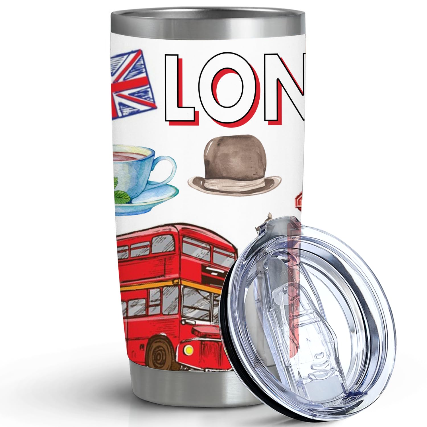 City Travel Mug for City Lover,20oz Double Wall Tumbler Vacuum Insulated Stainless Steel Coffee Cups (London)
