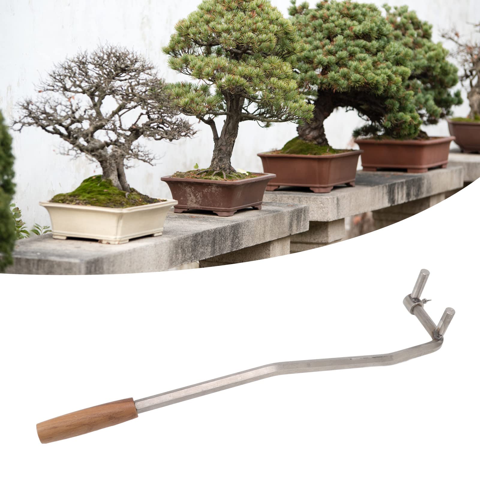 Tbest M14 Bonsai-Zweigbiegewerkzeug, Professioneller Bonsai-Bieger aus Edelstahl mit Walnussgriff für den Innenhof, Garten, Zuhause, Baum-Training (#3)