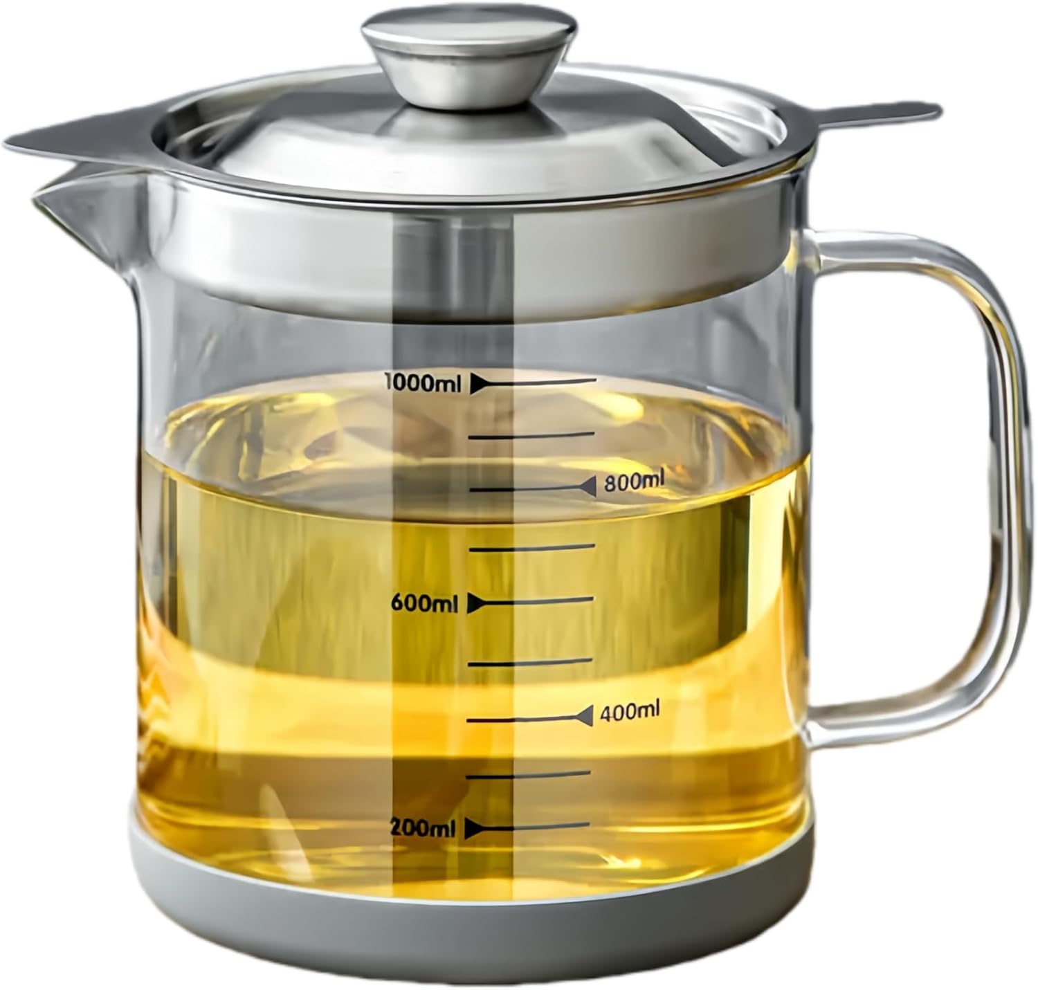 RIIPOO 1L Glass Bacon Grease Used Cooking Oil Container with Strainer & Lid