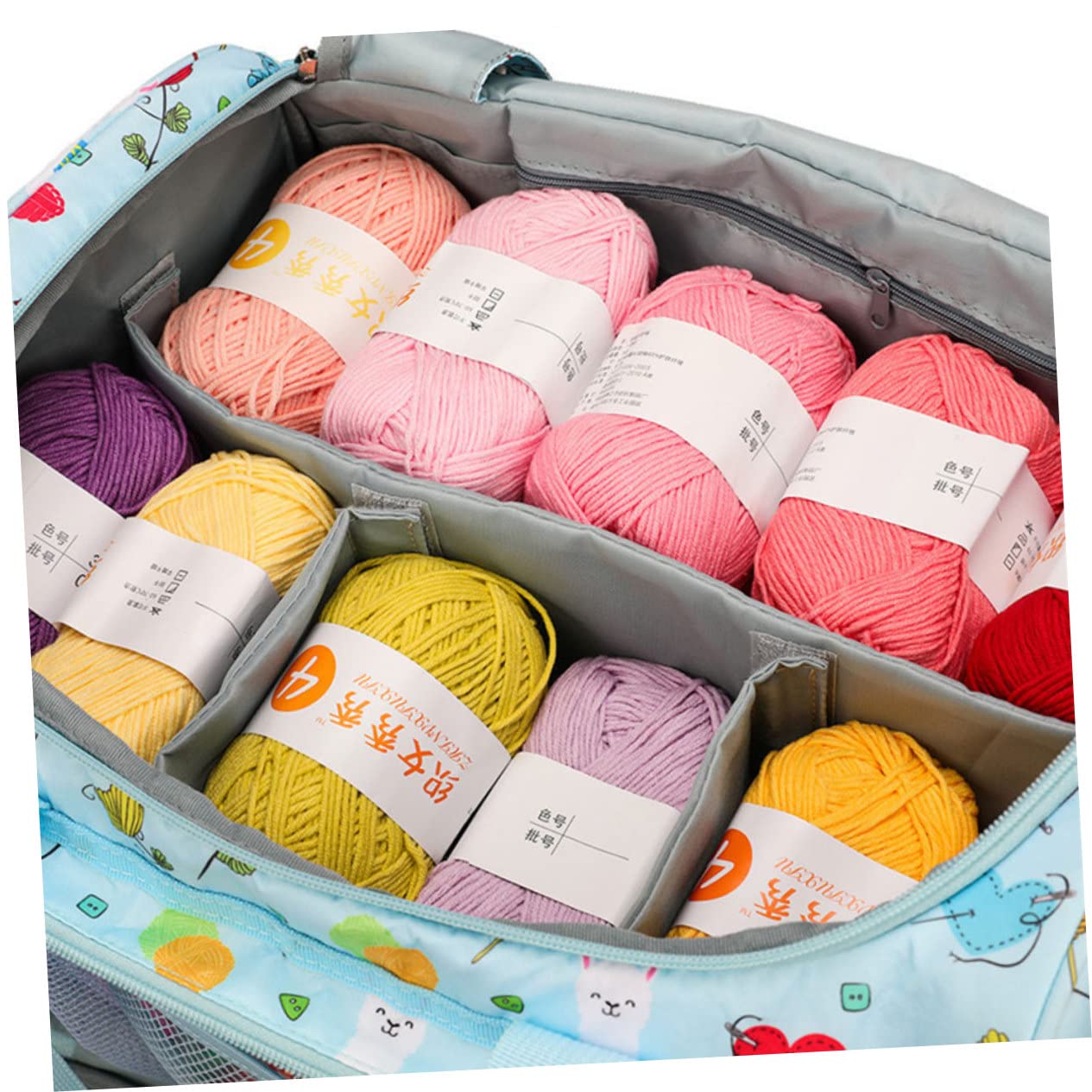 Artibetter Strickaufbewahrungsbeutel aus Oxford für Diy-strickutensilien Wollgarnbehälter mit Fächern Strapazierfähiger Haushaltstasche zur Organisation