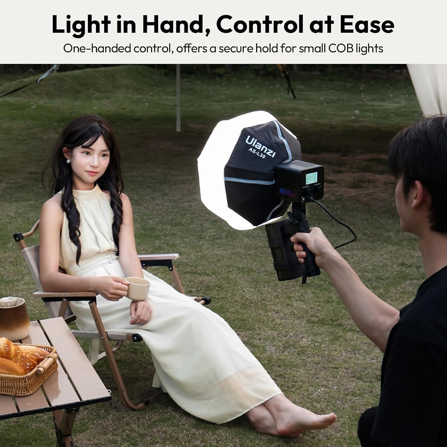 ULANZI AL06 Handle Grip for Video Light and Power Bank, Universal Handle Power Bank Clamp Holder Mount with 1/4" Screw, 360° Rotation Handheld Light Tripod for DSLR Camera Camcorder Photography