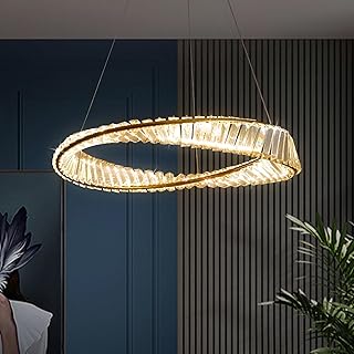 Lamparas De Comedor Modernas,Oro Anillos Irregulares LáMpara Colgante Redonda,IluminacióN De ArañA De Cristal Moderna Regulable Para Sala De Estar Comedor Cocina Dormitorio D40Cm/15,7 In